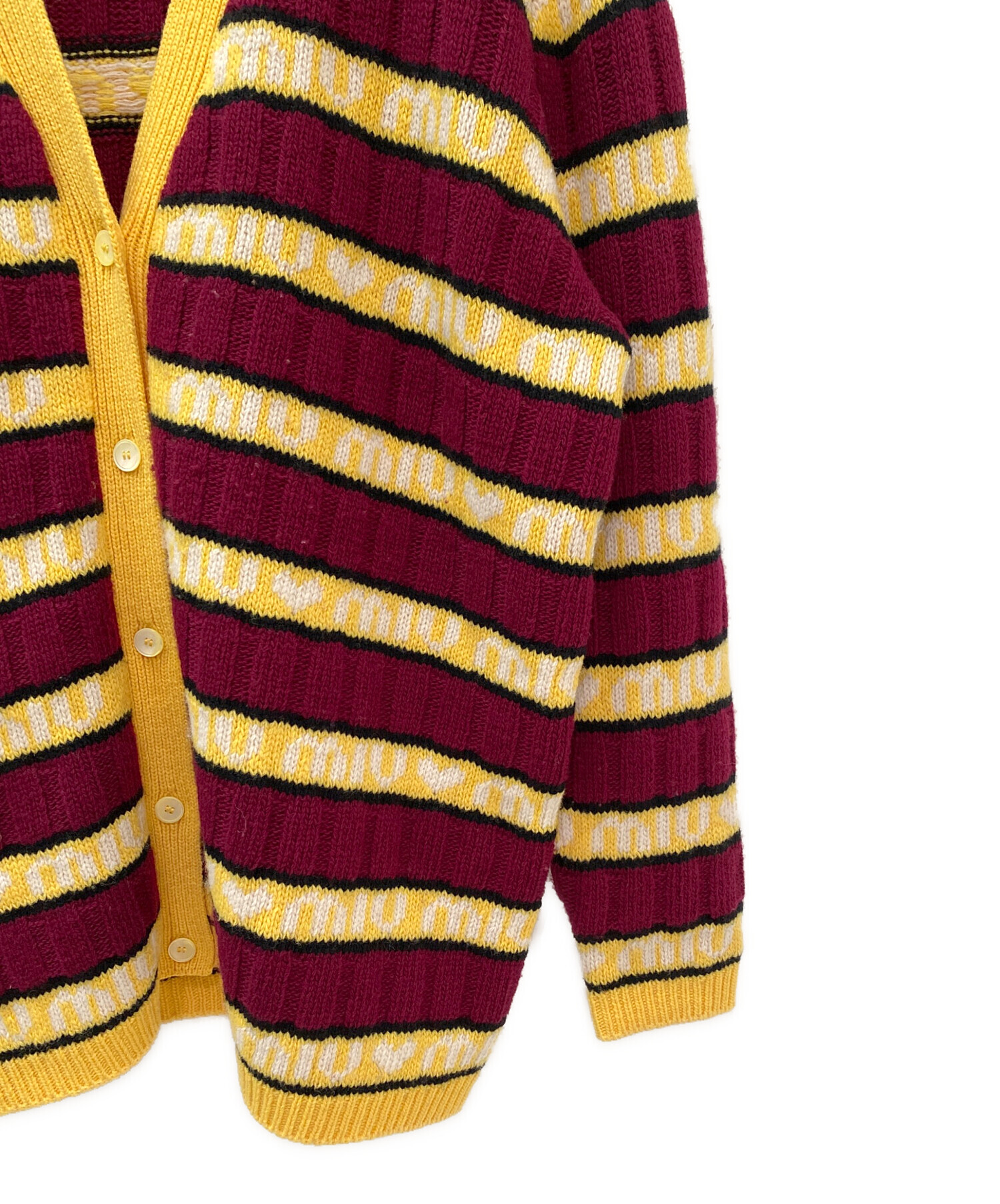 miouou3様 中古・古着通販】MIU MIU (ミュウミュウ) ロゴ ボーダー カーディガン