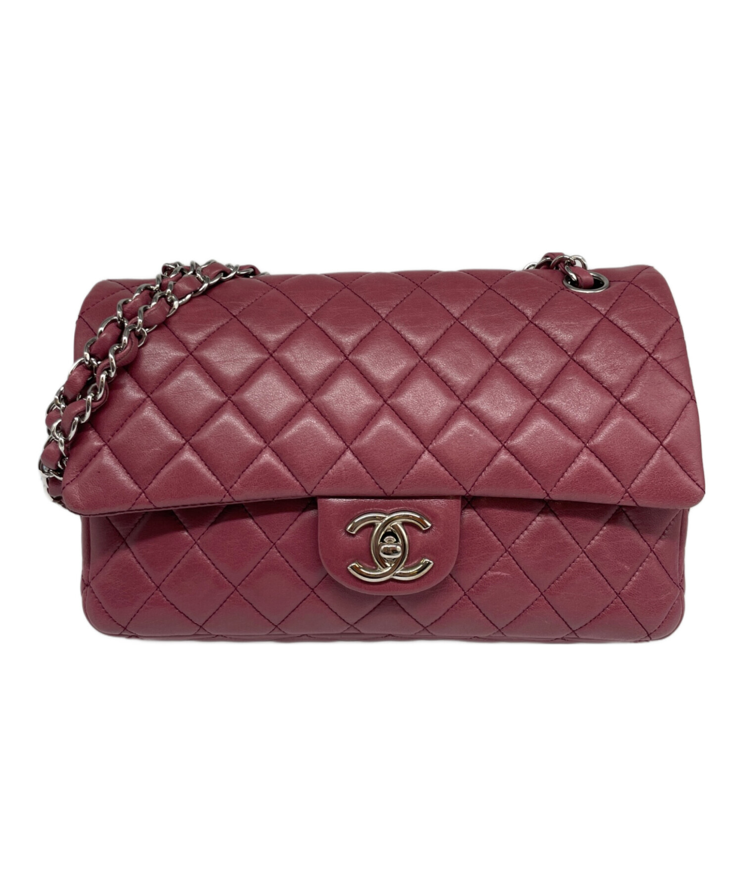 CHANEL Wフラップショルダーバッグ 中古・古着通販】CHANEL (シャネル) Wフラップショルダーバッグ アズキ