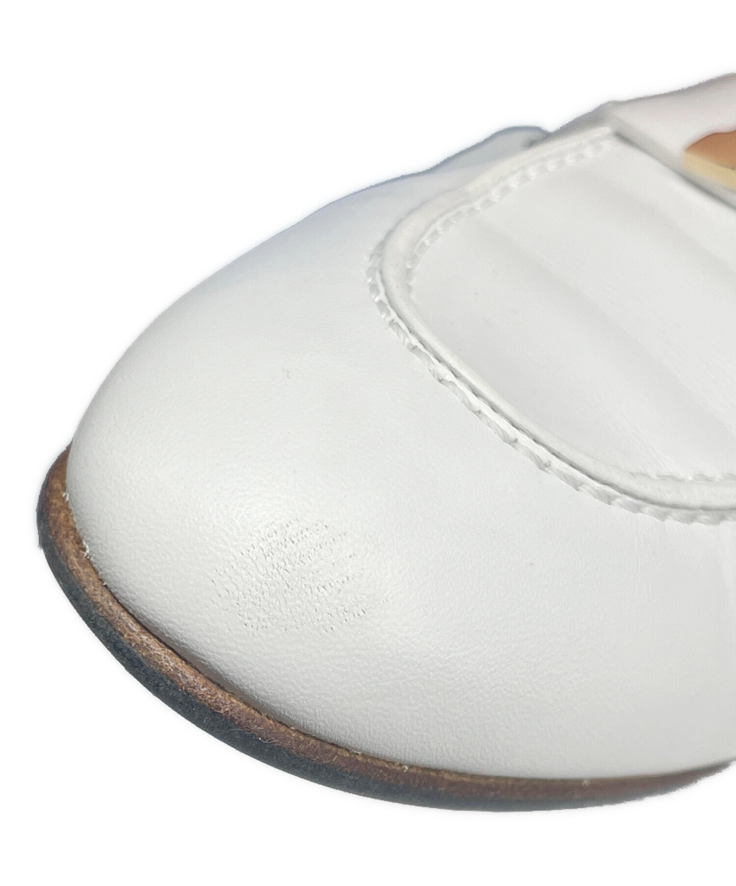 【漂う高級感】 HERMES ロゴ レザー ローファー ホワイト 36 色違いで揃えたい】エルメス モカシンパリ ローファー (HERMES