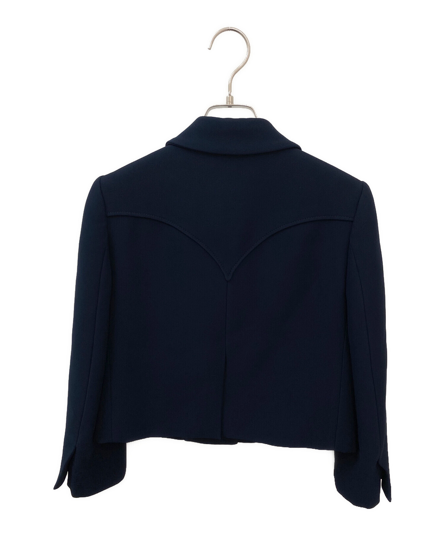 美品miumiuミュウミュウネイビーブレザー紺ジャケット36トラッド 中古・古着通販】MIU MIU (ミュウミュウ) ビジュージャケット ネイビー