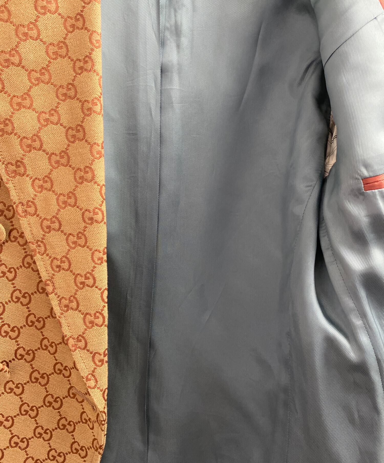 中古・古着通販】GUCCI (グッチ) GG柄テーラードジャケット ブラウン