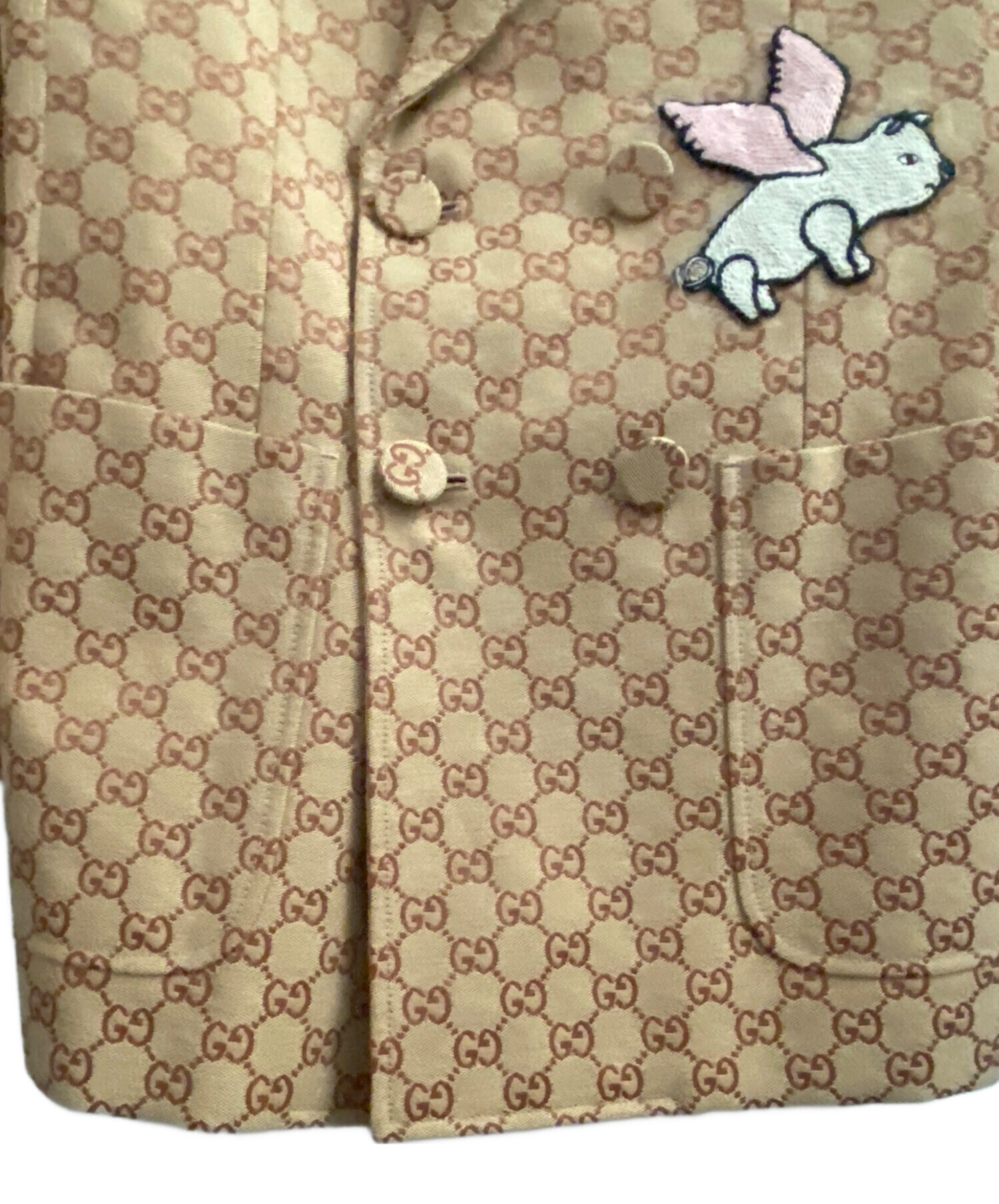 中古・古着通販】GUCCI (グッチ) GG柄テーラードジャケット ブラウン