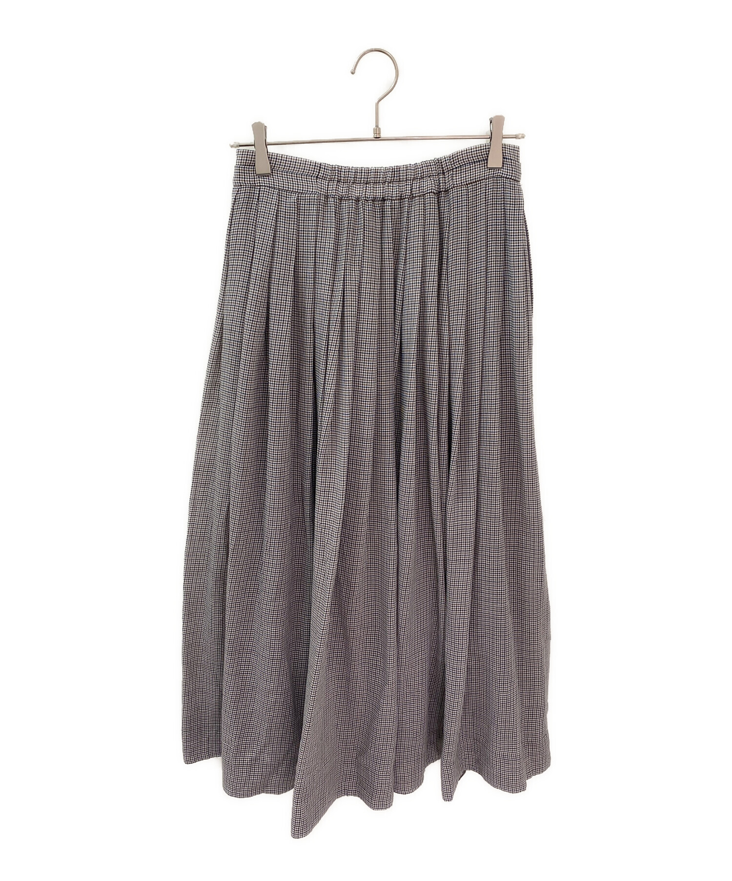 中古・古着通販】ebure (エブール) チェック柄プリーツスカート グレー