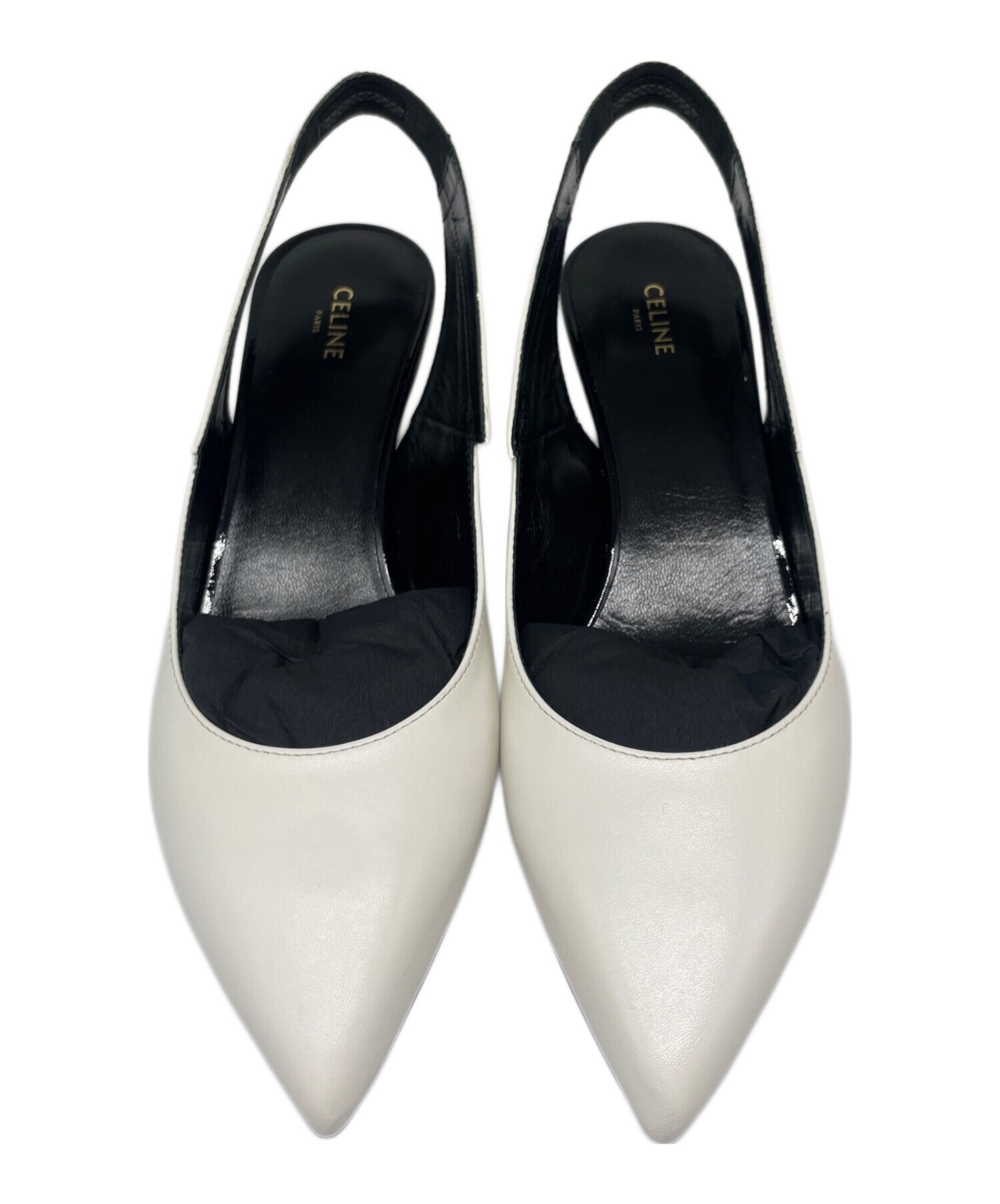 CELINE ホワイトパンプス　未使用 中古・古着通販】CELINE (セリーヌ) バックストラップ ポインテッド
