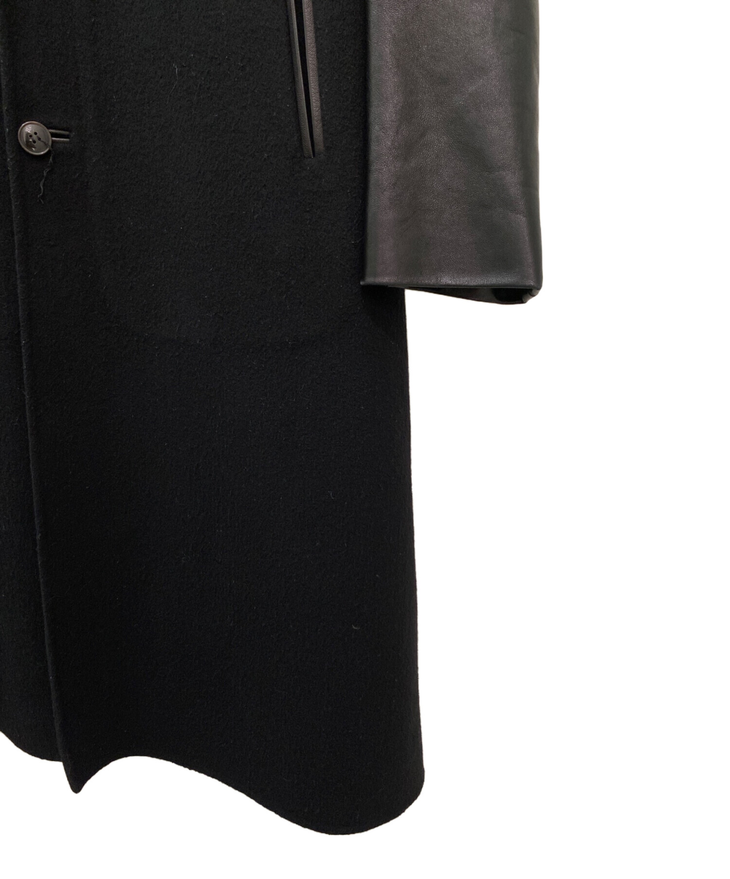 中古・古着通販】DRAWER (ドゥロワー) ファー付袖レザー切替コート