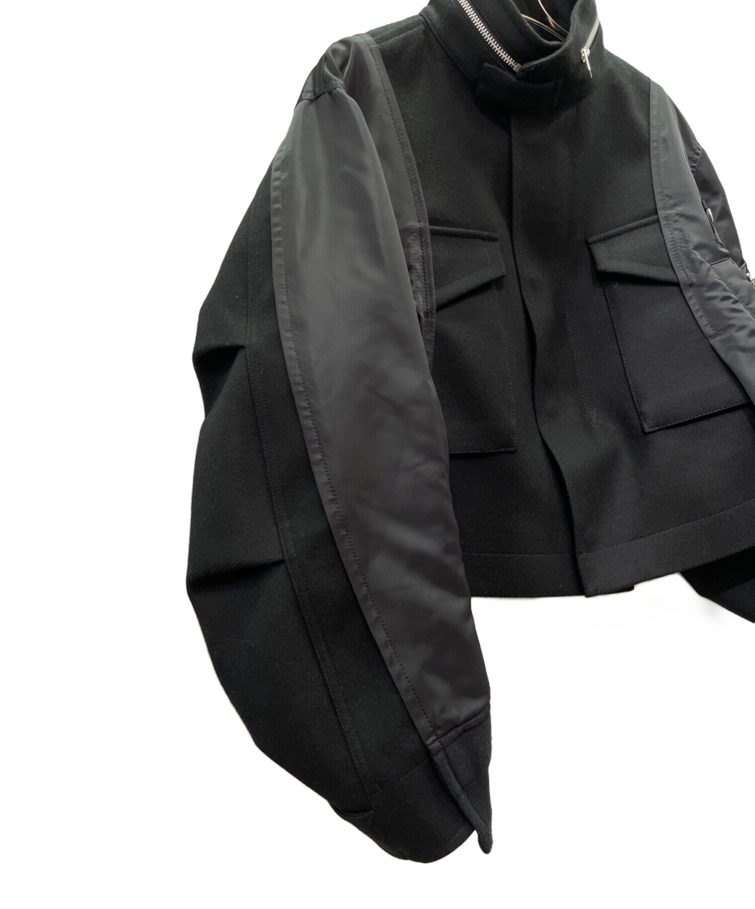 sacai/ナイロンツイルウールメルトンブルゾン/ボンバージャケット/サイズ1 sacai: カーキ ナイロンツイル ブルゾン ボンバージャケット | SSENSE 日本