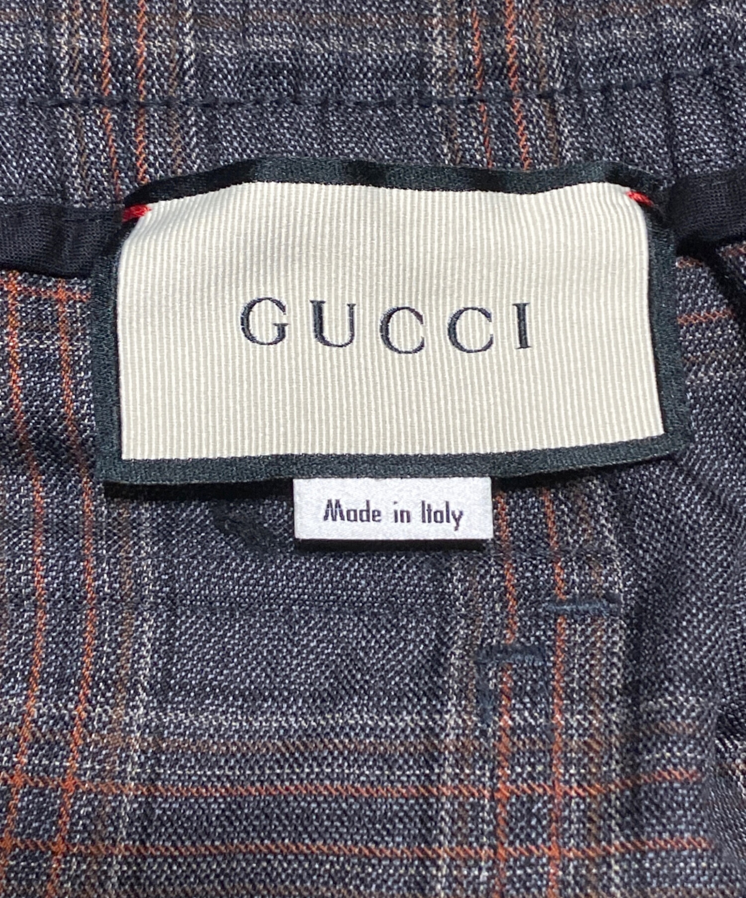 未使用　GUCCI グッチ　ブラウングレー チェック柄 スラックス　50 超美品 中古・古着通販】GUCCI (グッチ) チェックパンツ グレー サイズ:48