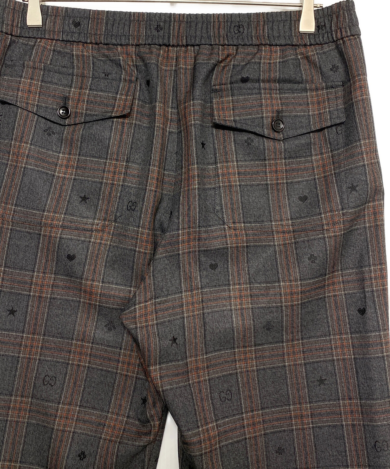 未使用　GUCCI グッチ　ブラウングレー チェック柄 スラックス　50 超美品 未使用 GUCCI グッチ ブラウングレー チェック柄 スラックス 50 超美品