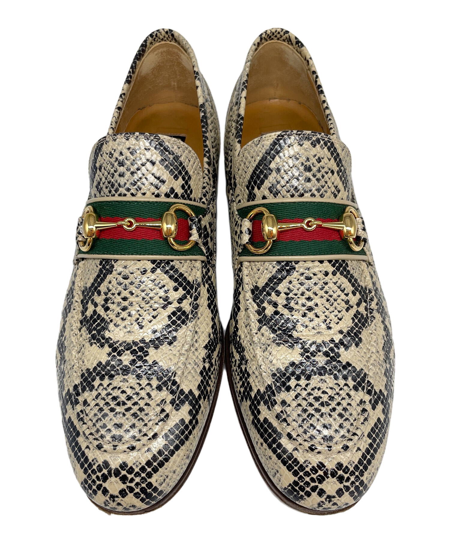 GUCCI シェリーライン ホースビット シルク スカーフ ベージュ GG ロゴ