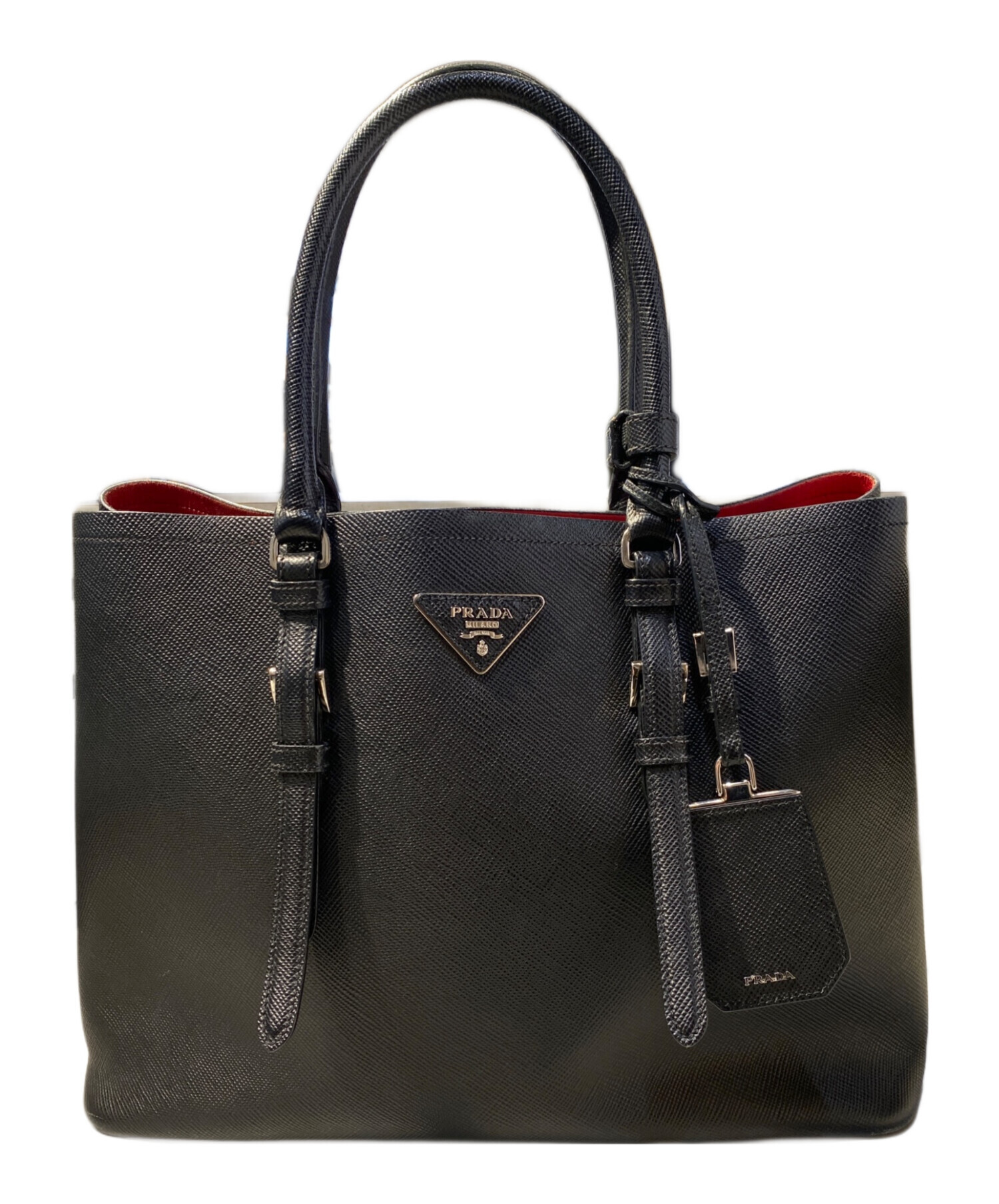 中古・古着通販】PRADA (プラダ) ガレリア/2WAYバッグ ネイビー×レッド