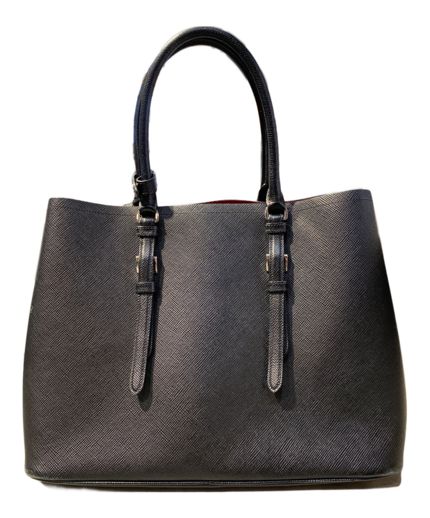 中古・古着通販】PRADA (プラダ) ガレリア/2WAYバッグ ネイビー×レッド