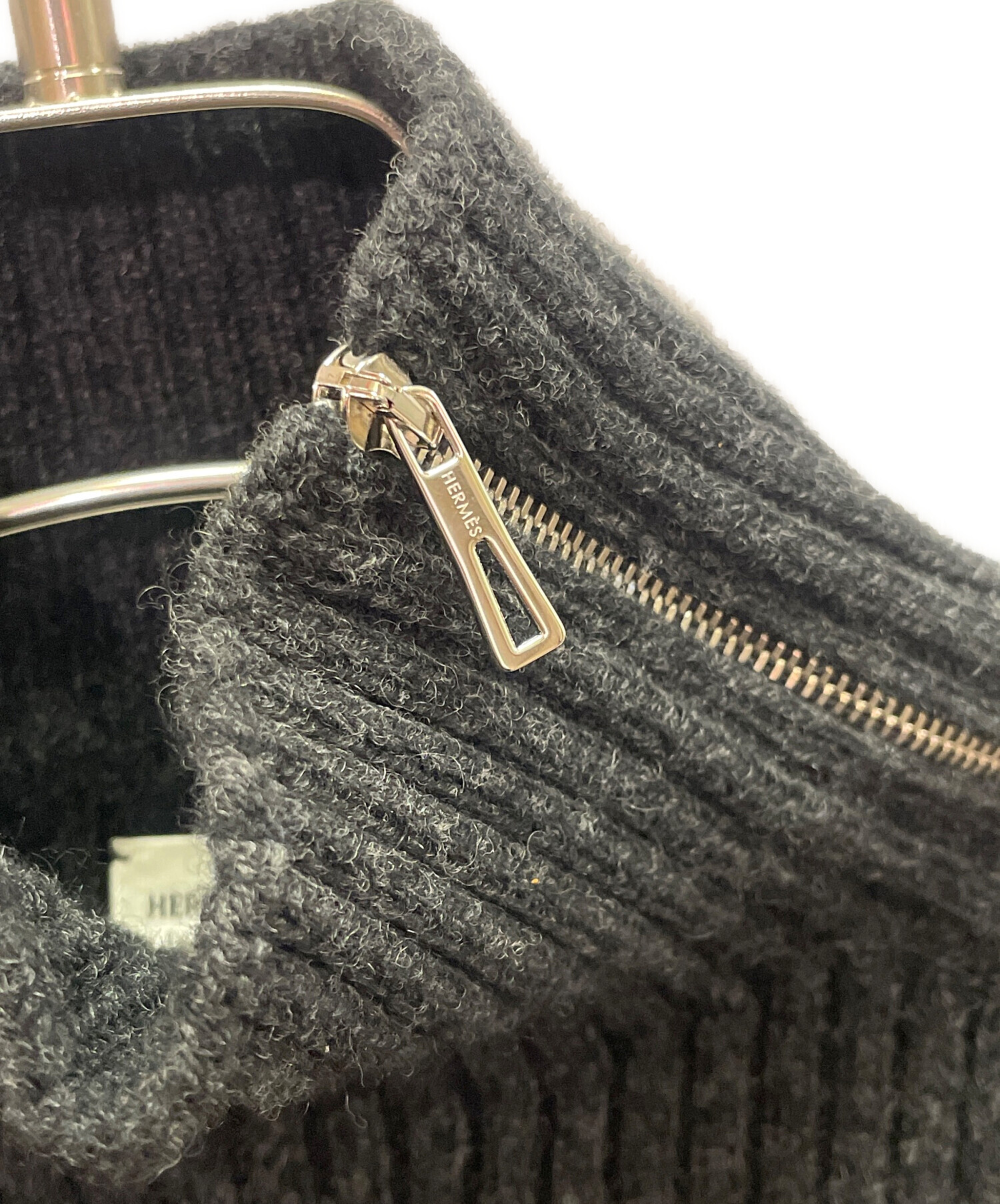 中古・古着通販】HERMES (エルメス) ウール ハイネックニット グレー