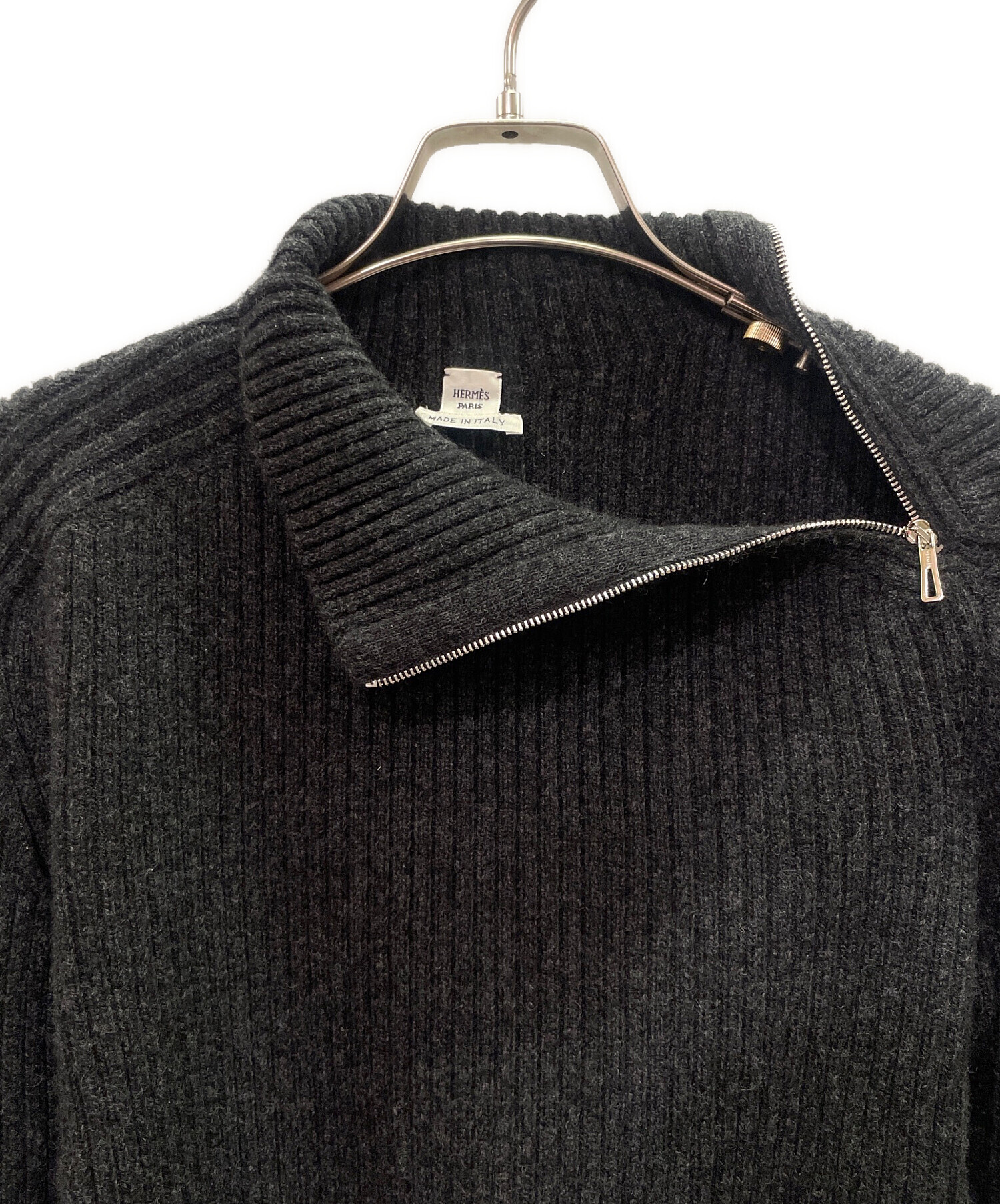 中古・古着通販】HERMES (エルメス) ウール ハイネックニット グレー