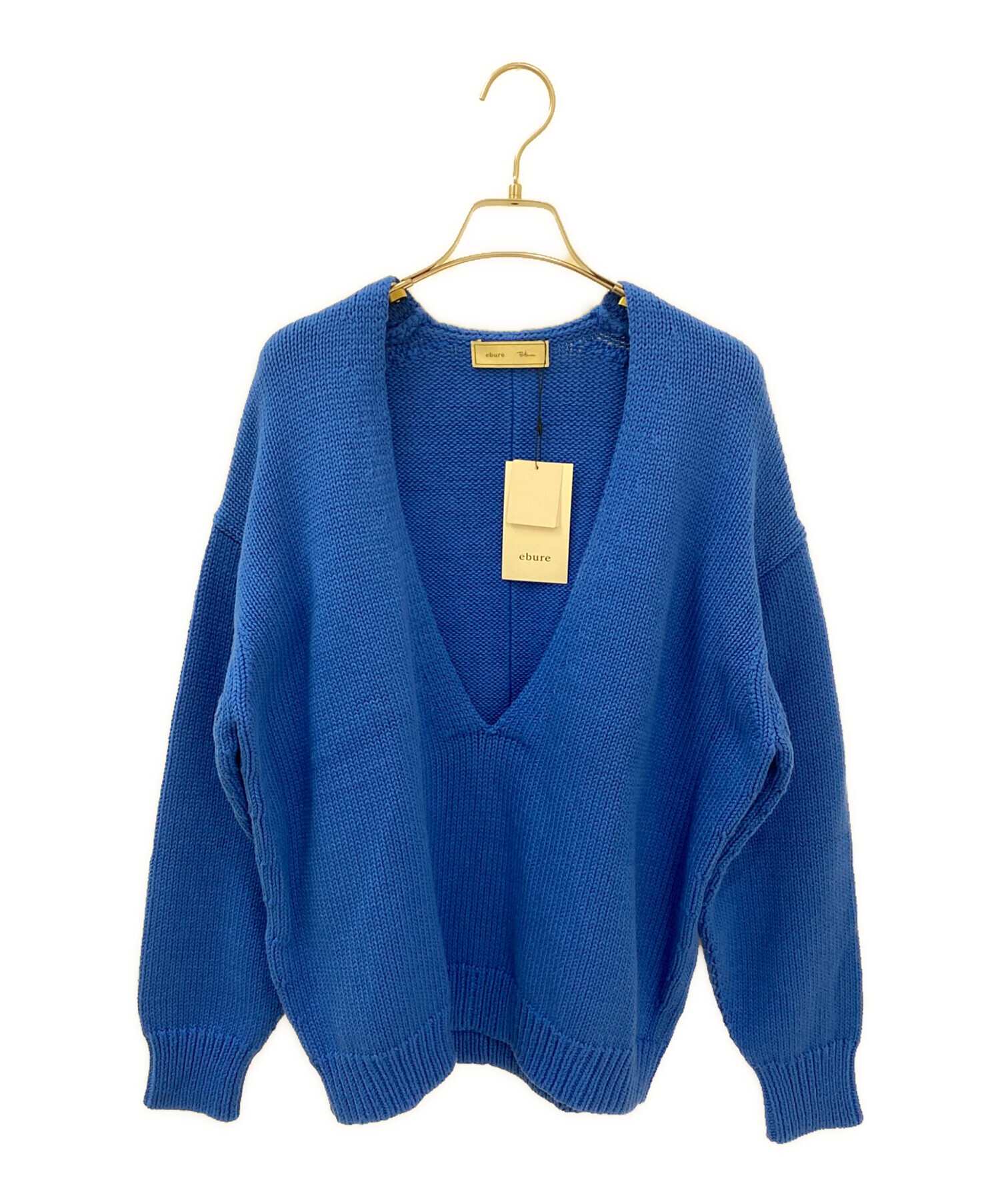 中古・古着通販】ebure (エブール) Vネックニット ブルー サイズ:38