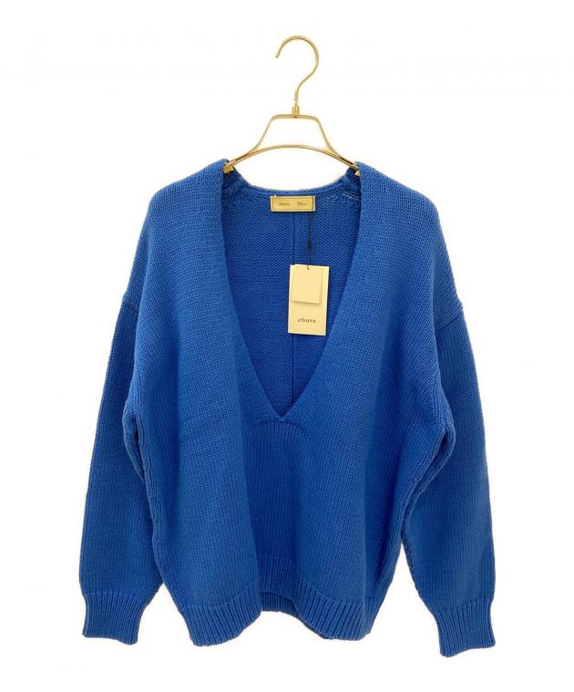 中古・古着通販】ebure (エブール) Vネックニット ブルー サイズ:38