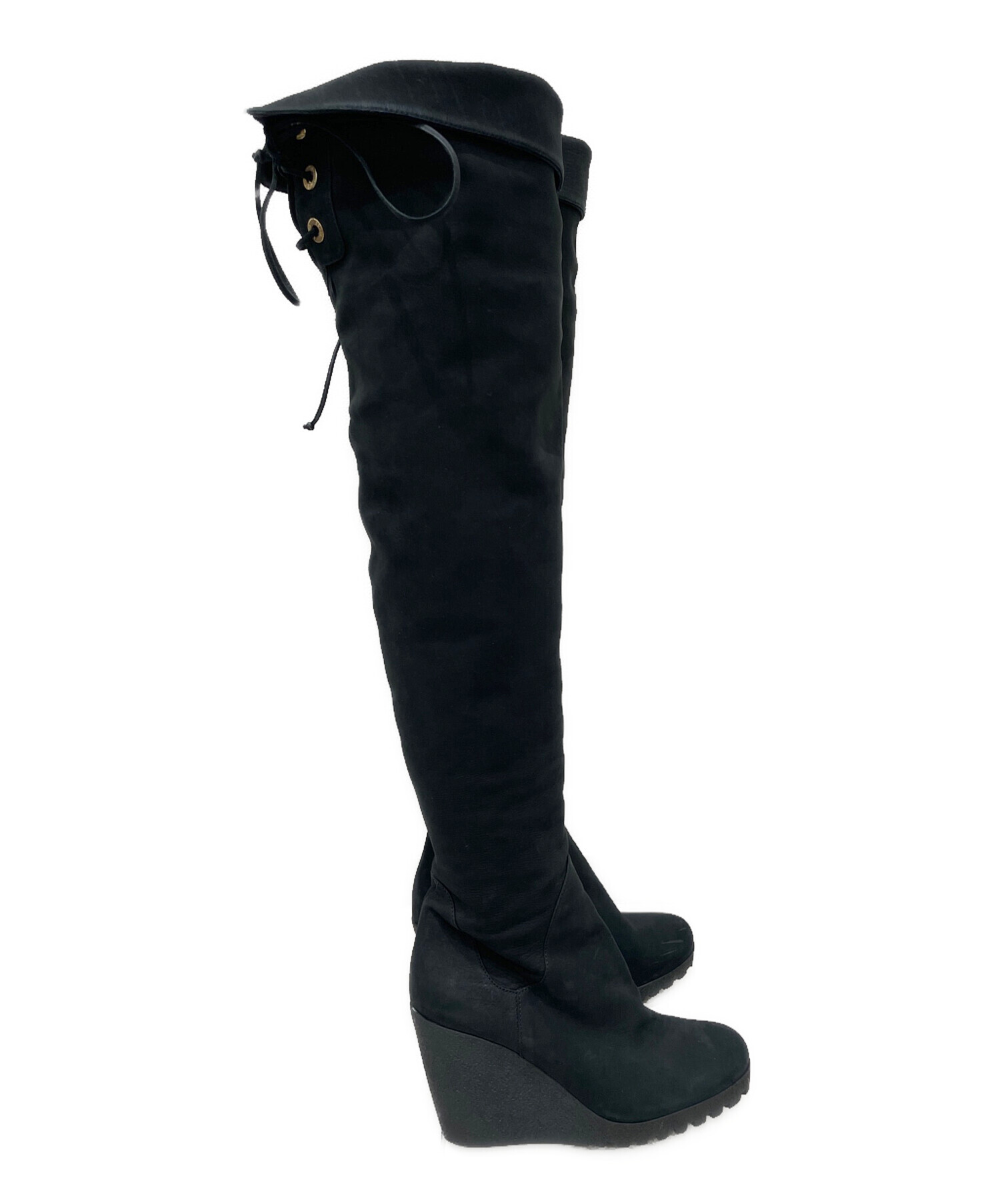 中古・古着通販】FENDI (フェンディ) 編み上げロングブーツ ブラック