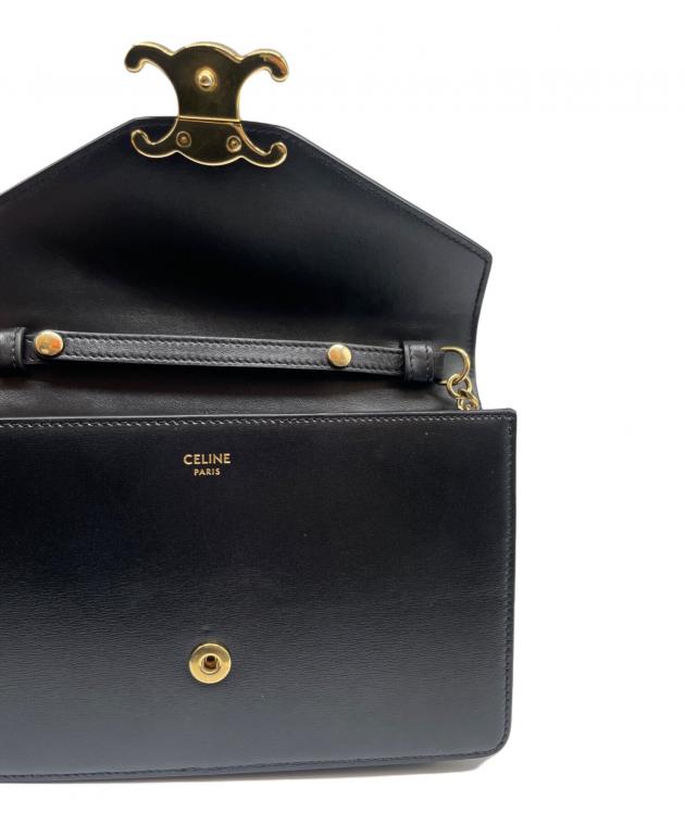 中古・古着通販】CELINE (セリーヌ) チェーンウォレット ブラック
