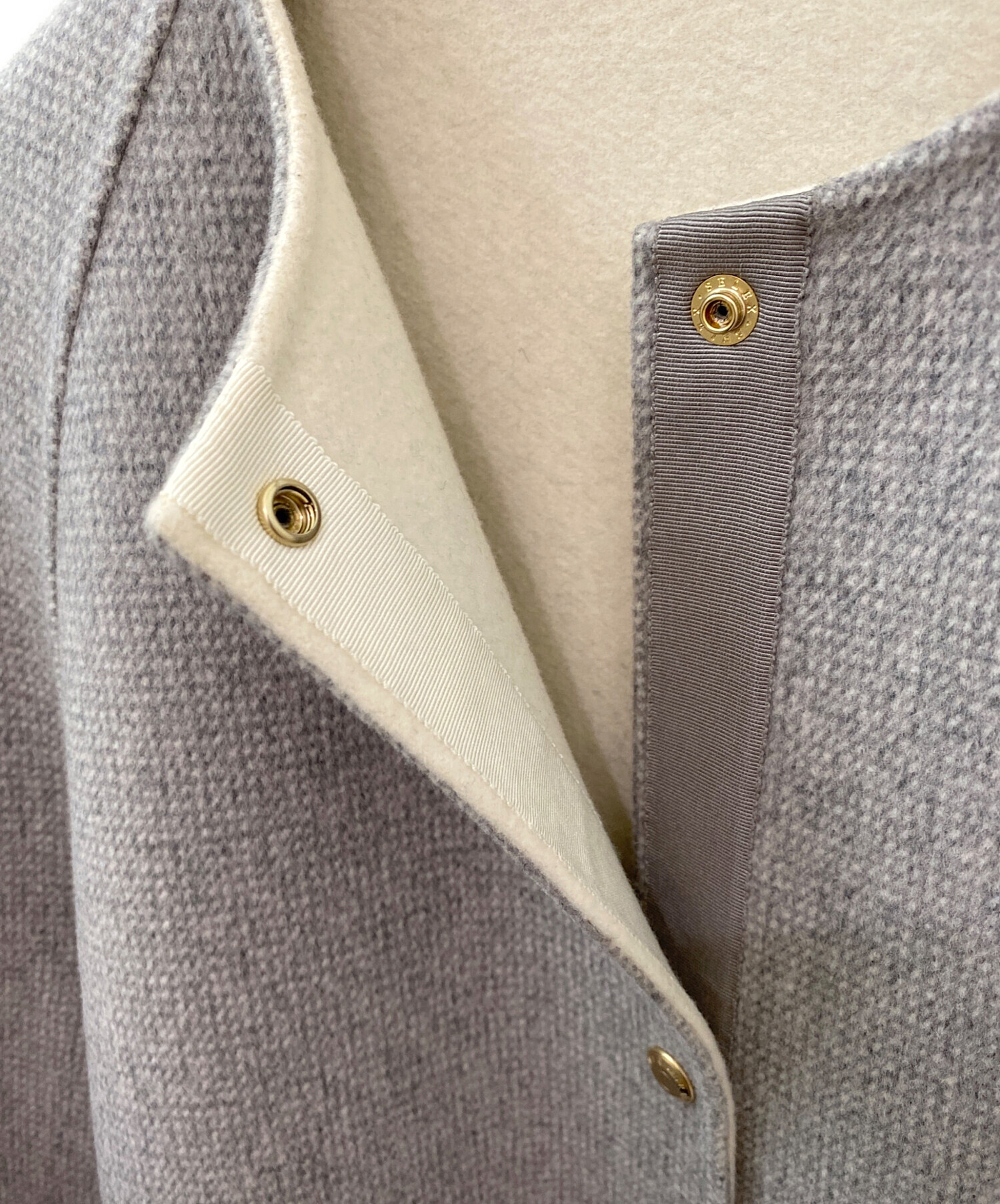 中古・古着通販】DRAWER (ドゥロワー) ノーカラーコート ブラック