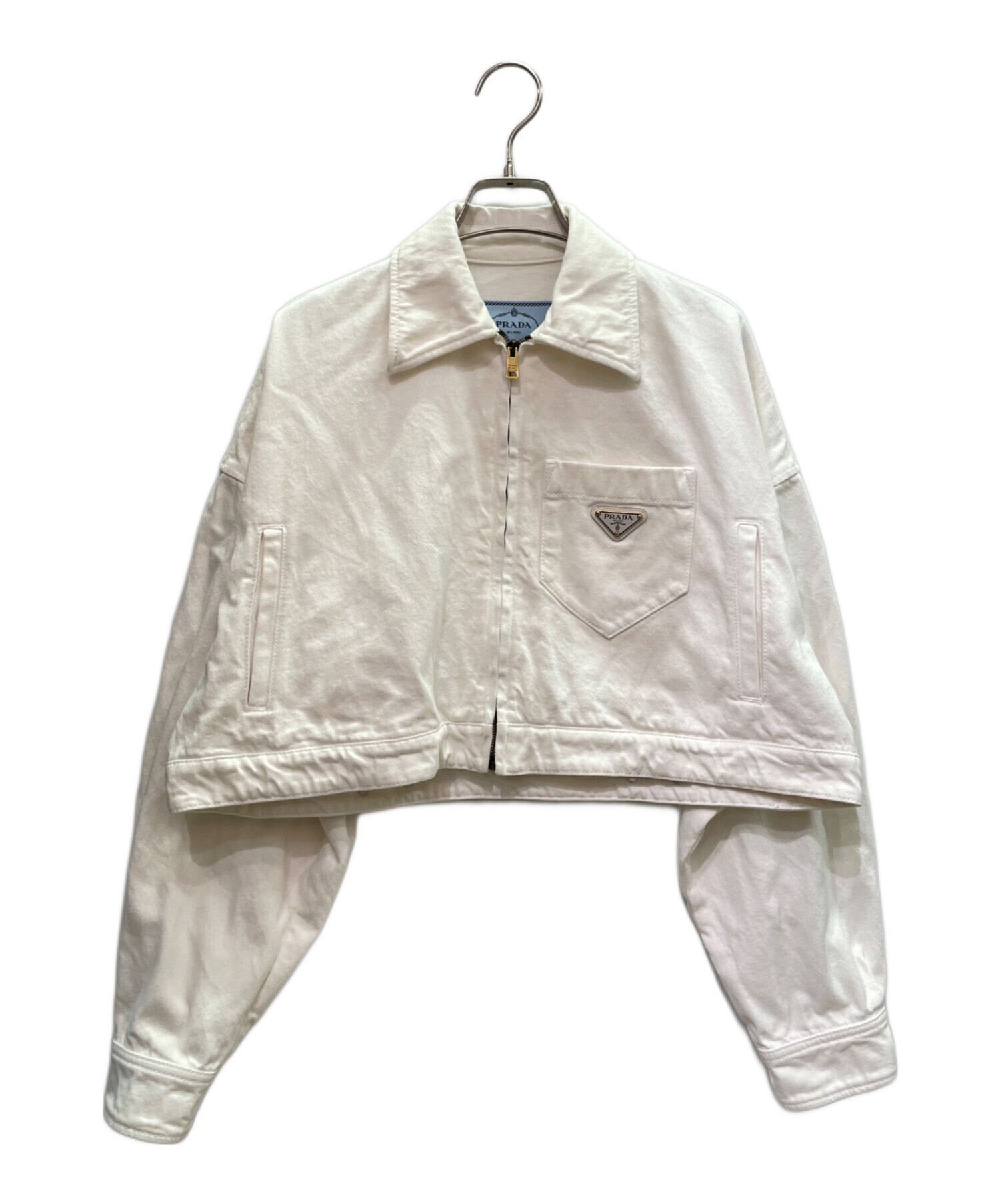 PRADA フード付きホワイトジャンパー最終値下げ 中古・古着通販】PRADA (プラダ) Cotton Terry パイルジップパーカー