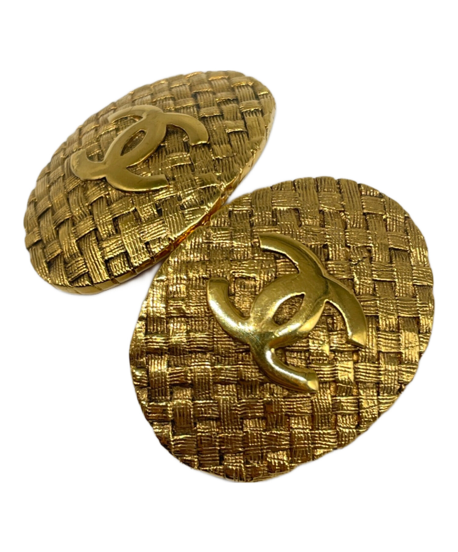 中古・古着通販】CHANEL (シャネル) ロゴマークイヤリング ゴールド