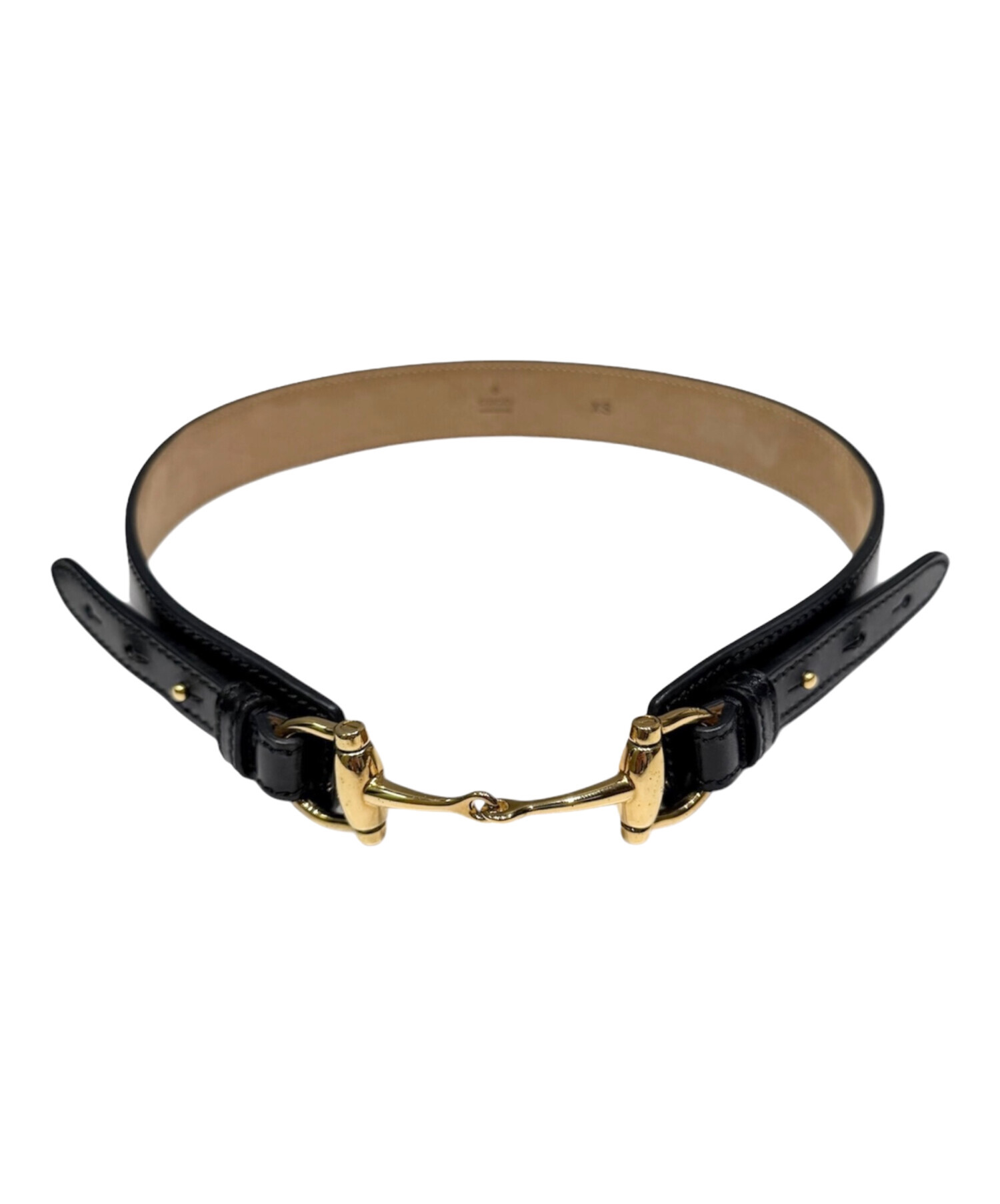 【美品】GUCCI グッチ ホースビット 細ベルト ゴールド ブラック レザー 中古・古着通販】GUCCI (グッチ) ホースビットベルト ブラック サイズ