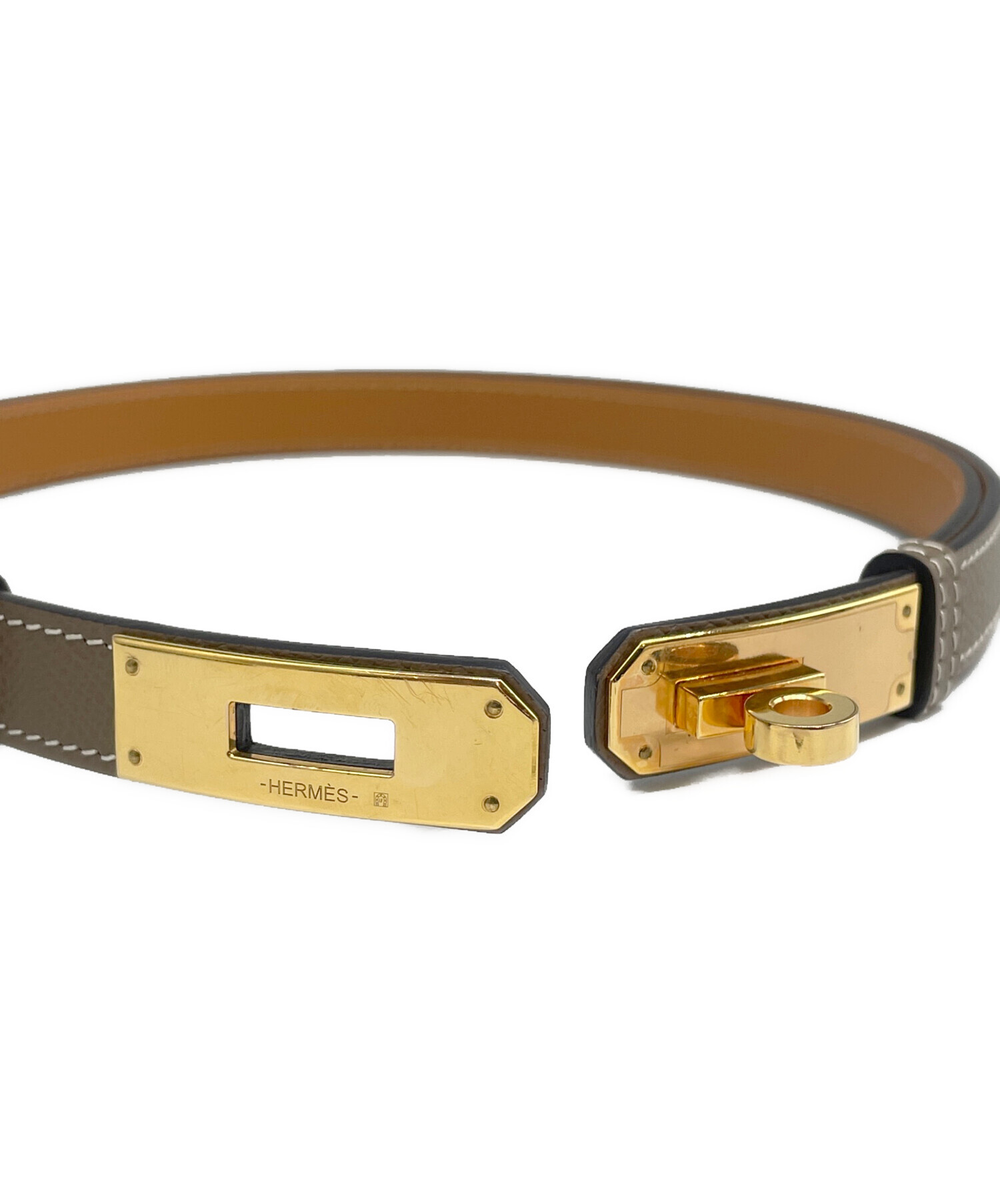 エルメス ケリーベルト【試着のみ未使用】エトゥープ×ゴールド金具 HERMES - エルメス ケリーベルト【試着のみ未使用】エトゥープ