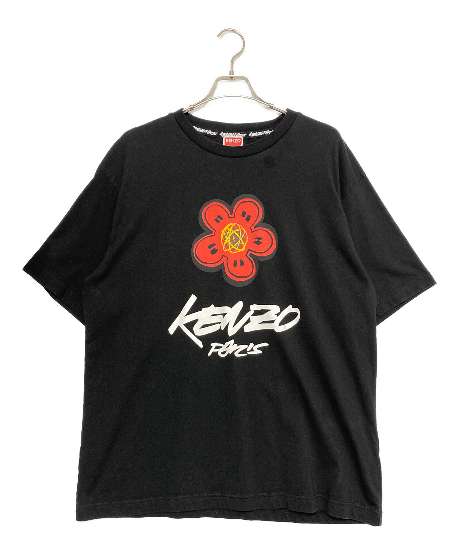 KENZO ケンゾー カジュアルシャツ 36(XS位) 黒x赤x緑等(花柄) 【古着】【中古】 中古・古着通販】KENZO (ケンゾー) フラワープリントTシャツ ブラック
