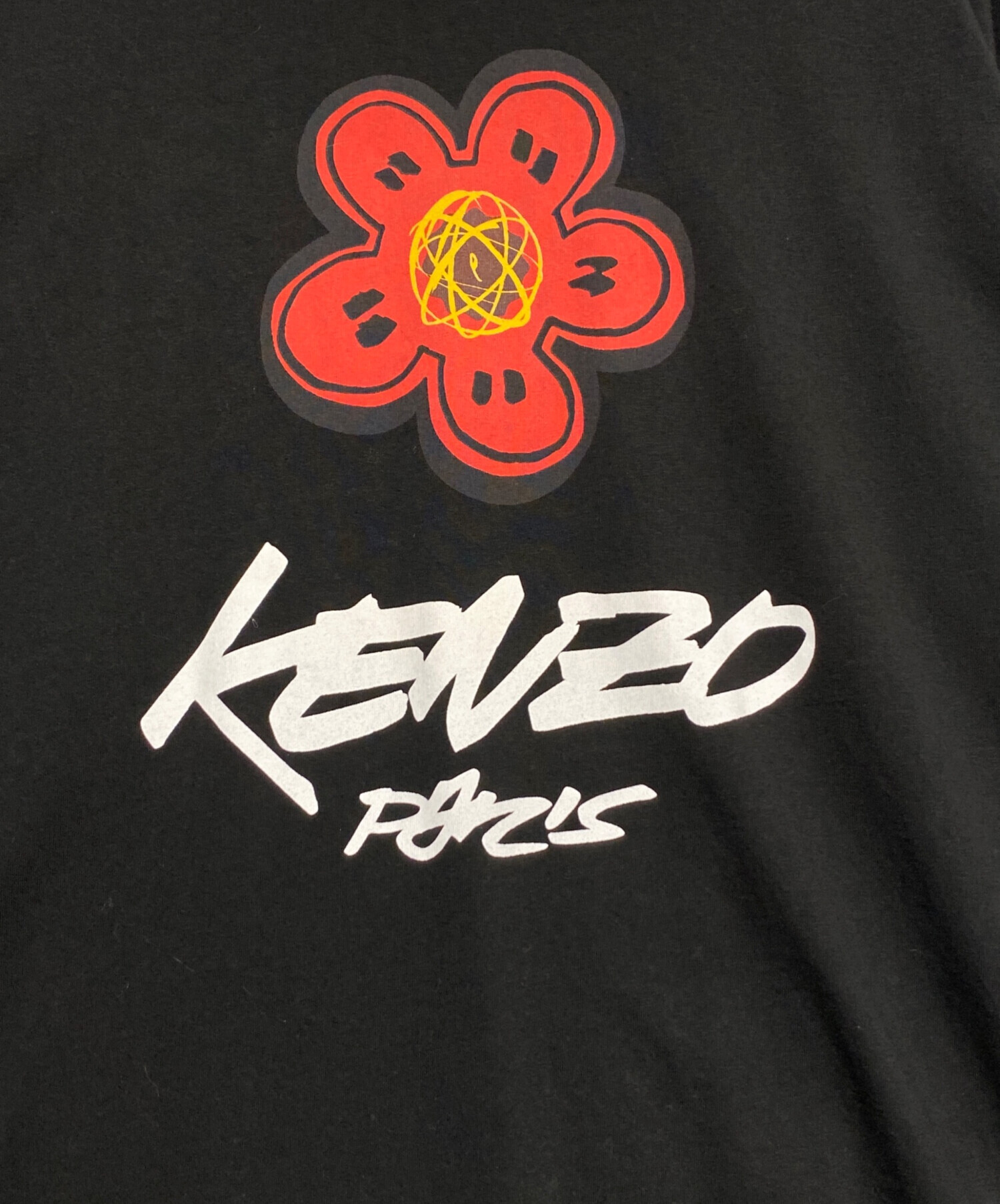 KENZO ケンゾー カジュアルシャツ 36(XS位) 黒x赤x緑等(花柄) 【古着】【中古】 中古・古着通販】KENZO (ケンゾー) フラワープリントTシャツ ブラック