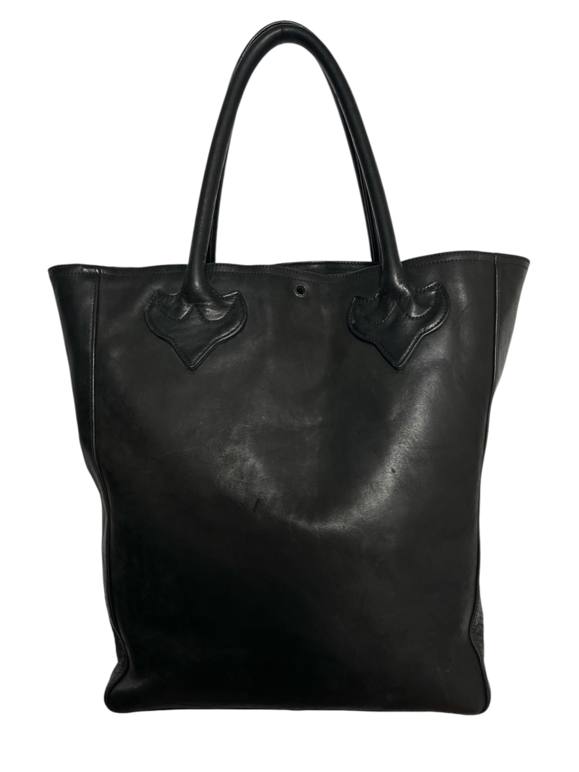 ノ*ブ様 クロムハーツ　レザー ブラック トートバッグ 中古・古着通販】CHROME HEARTS (クロムハーツ) LEATHER TOTE BAG