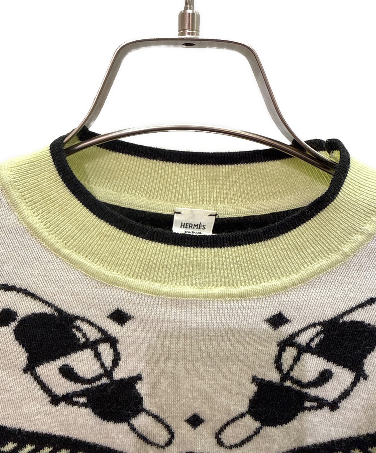 中古・古着通販】HERMES (エルメス) 宮延の馬具/半袖ニット ブラック