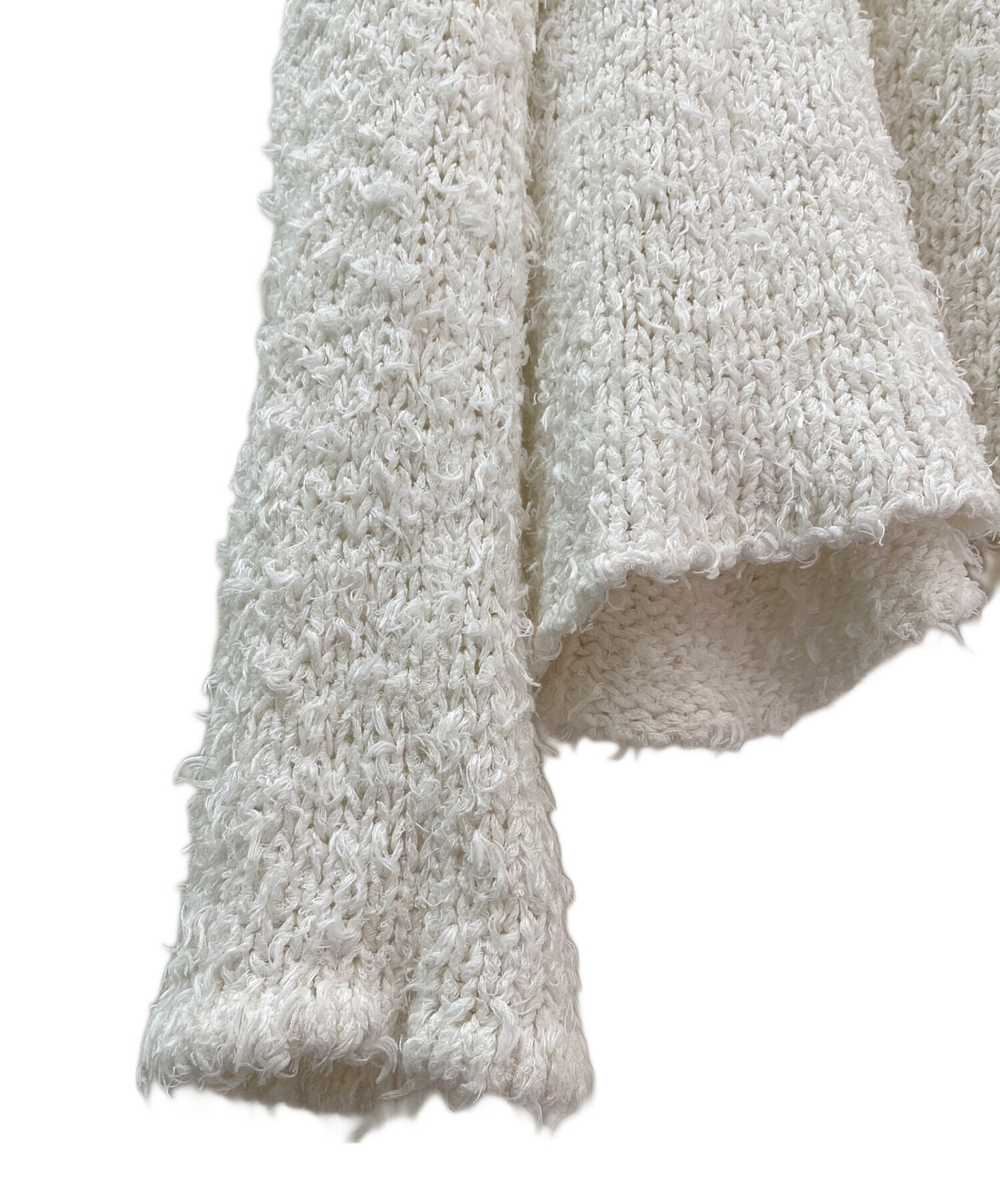 DRAWER ドゥロワー WINTER1 3Gブークレニットジレ ホワイト 中古・古着通販】DRAWER (ドゥロワー) ローゲージシャギーニット