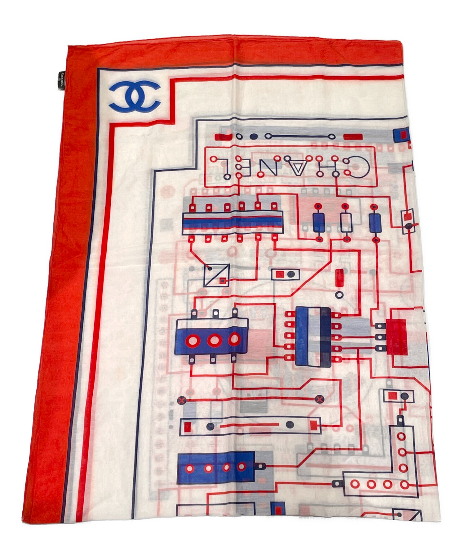 CHANEL シャネル Pre-Owned グリポア ボタン シルクスカーフ 赤 スリム バンドー - シルク ジャカード、レッド & ピンク
