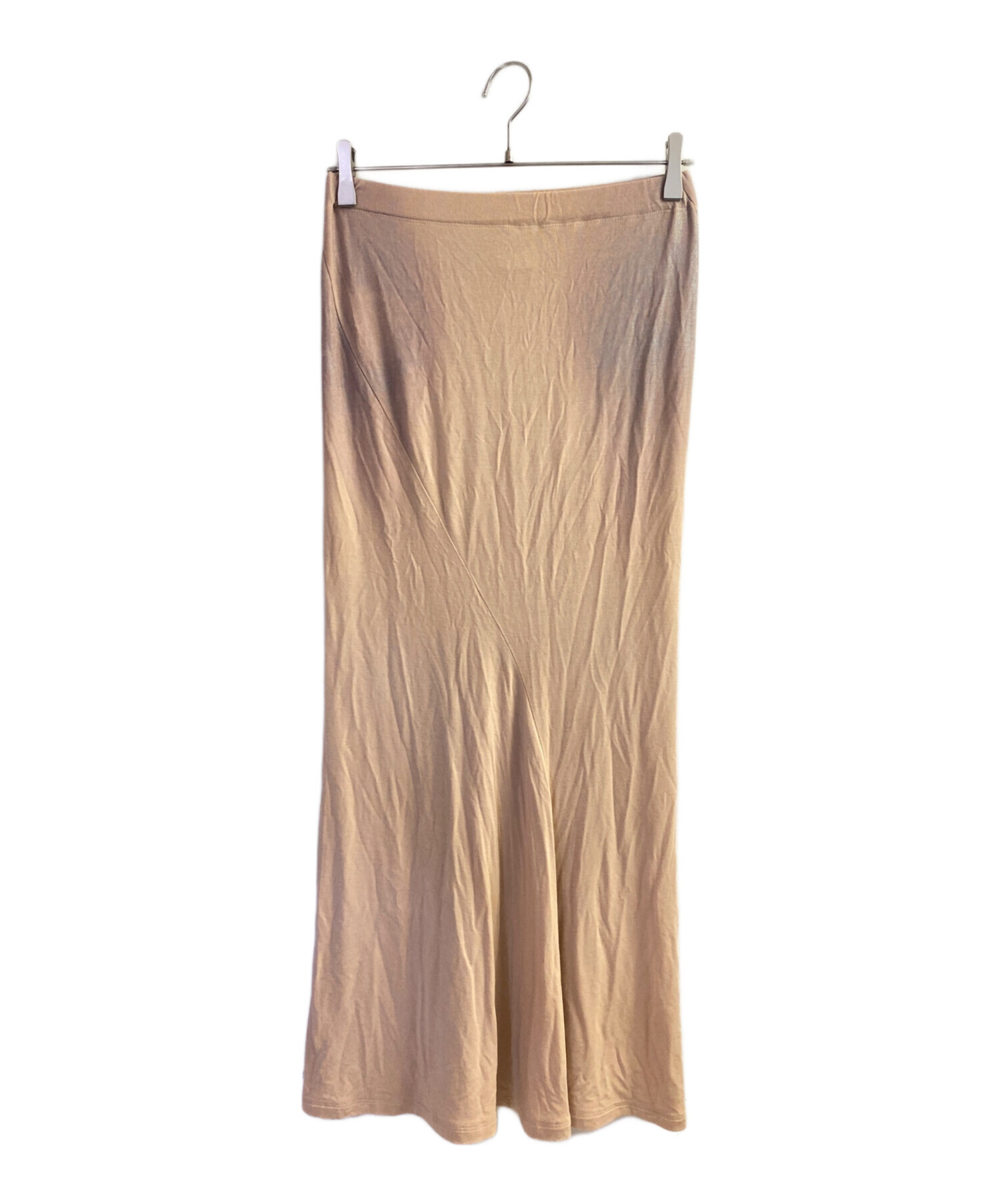 ISSEY MIYAKE me ベージュ フレアスカート ゴム入りウエスト 中古・古着通販】ISSEY MIYAKE (イッセイミヤケ) ロングイージーラメ