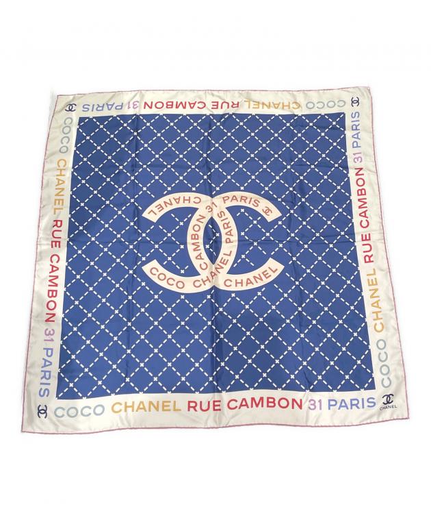中古・古着通販】CHANEL (シャネル) ココマーク シルクスカーフ ブルー