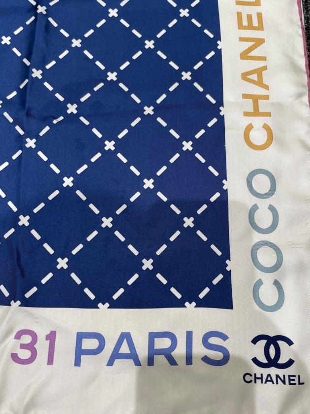 あ*め様 シャネル タグなし スカーフ ブルー　シグネチャ　チャーム 中古・古着通販】CHANEL (シャネル) ココマーク シルクスカーフ ブルー