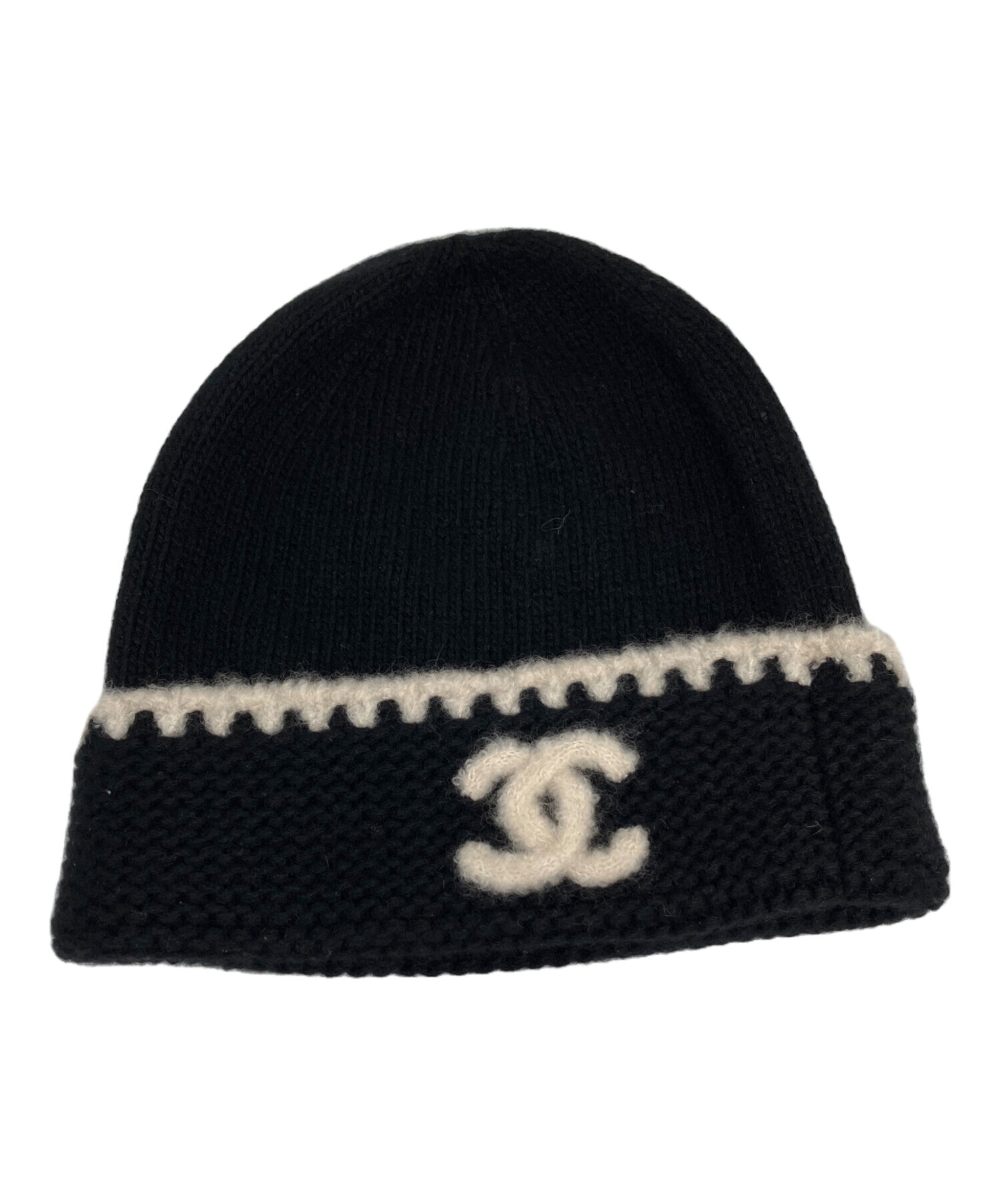 ￼CHANELココマークニット帽 中古・古着通販】CHANEL (シャネル) ココマーク ニット帽 ブラック