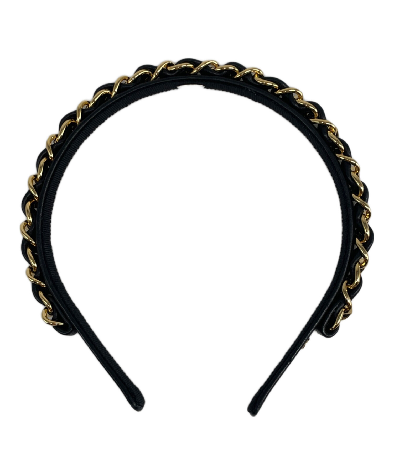 CHANEL シャネル ロゴ マトラッセ ラムスキン カチューシャ 中古・古着通販】CHANEL (シャネル) ラムスキン カチューシャ ブラック