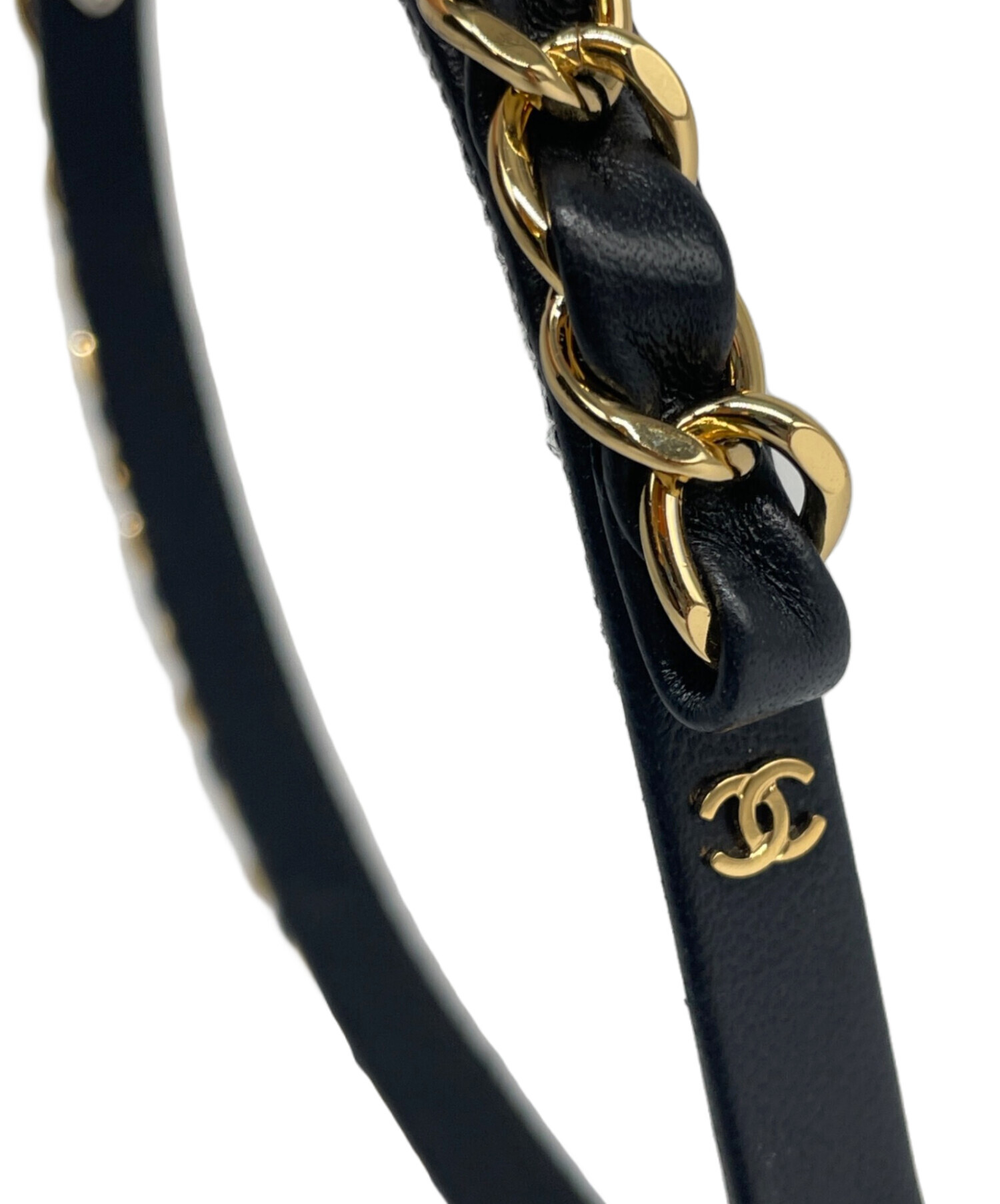 中古・古着通販】CHANEL (シャネル) ラムスキン カチューシャ ブラック
