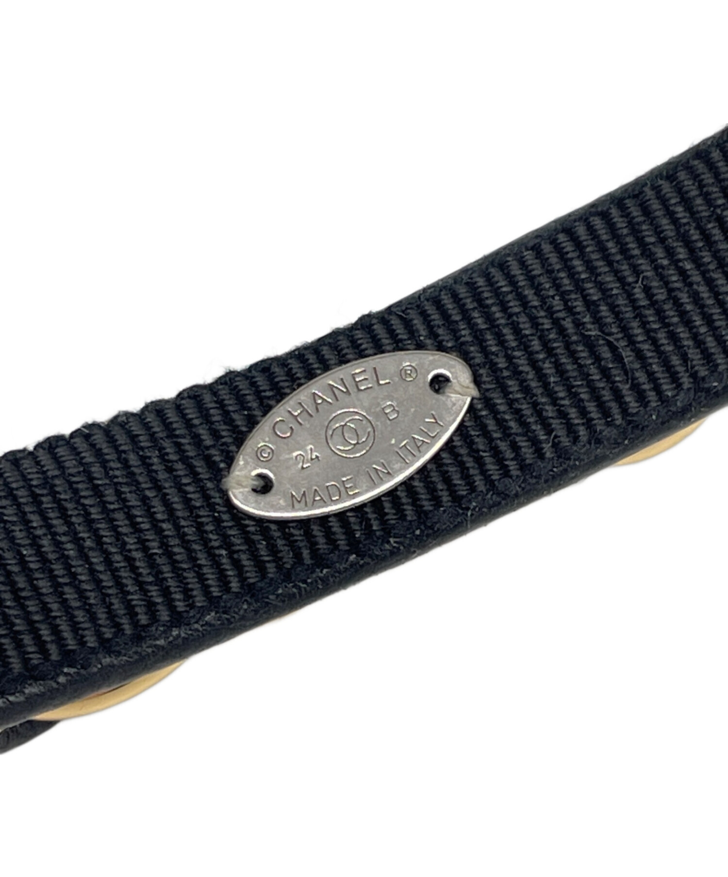 CHANEL シャネル　ラムレザーカチューシャ 中古・古着通販】CHANEL (シャネル) ラムスキン カチューシャ ブラック