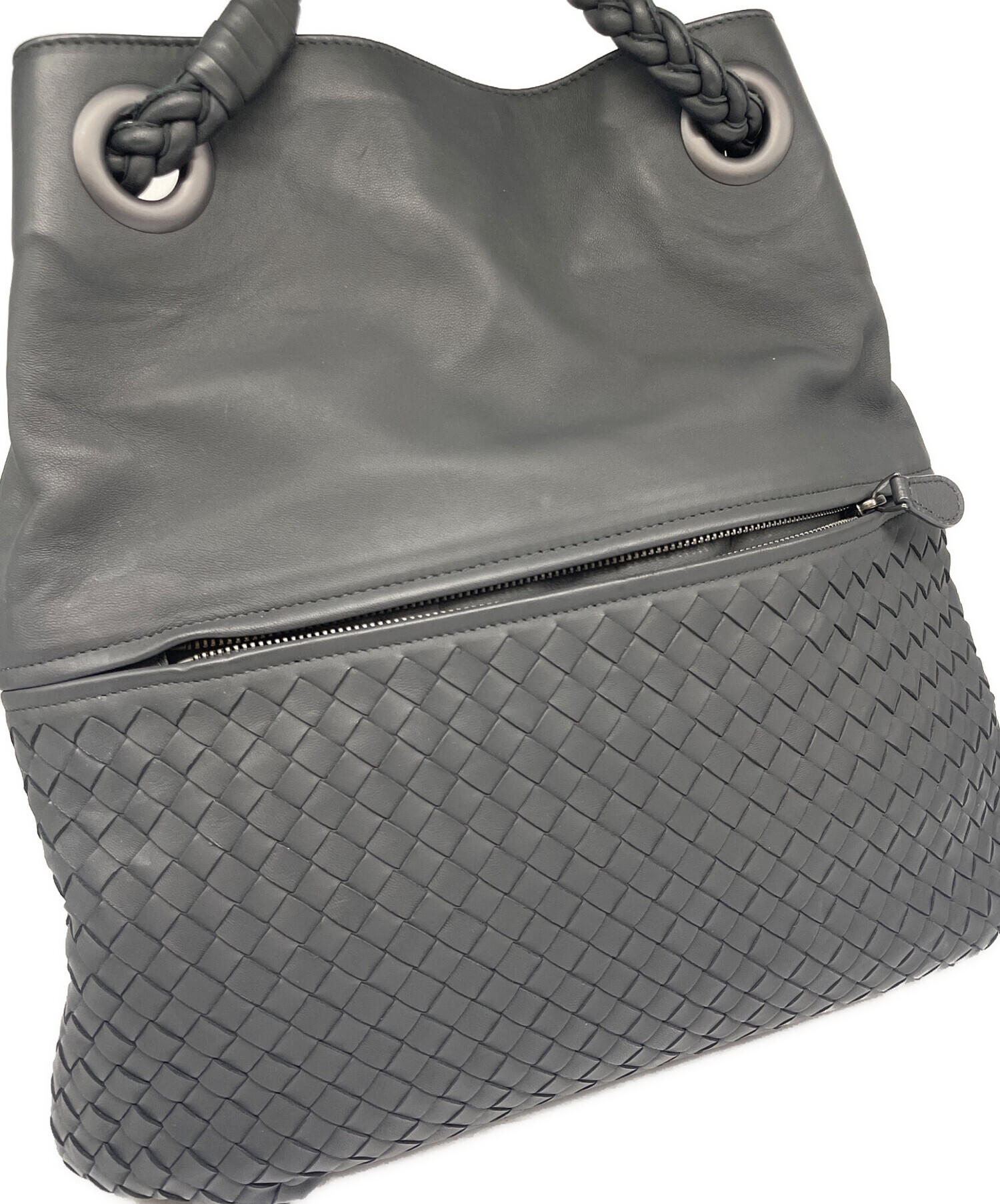 【BOTTEGAVENETA/ボッテガヴェネタ】 イントレチャート ハンドバッグ レザー グレー レディース【中古】【真子質店】【GD】【DIMi】 BOTTEGAVENETA/ボッテガヴェネタ】 イントレチャート ハンドバッグ