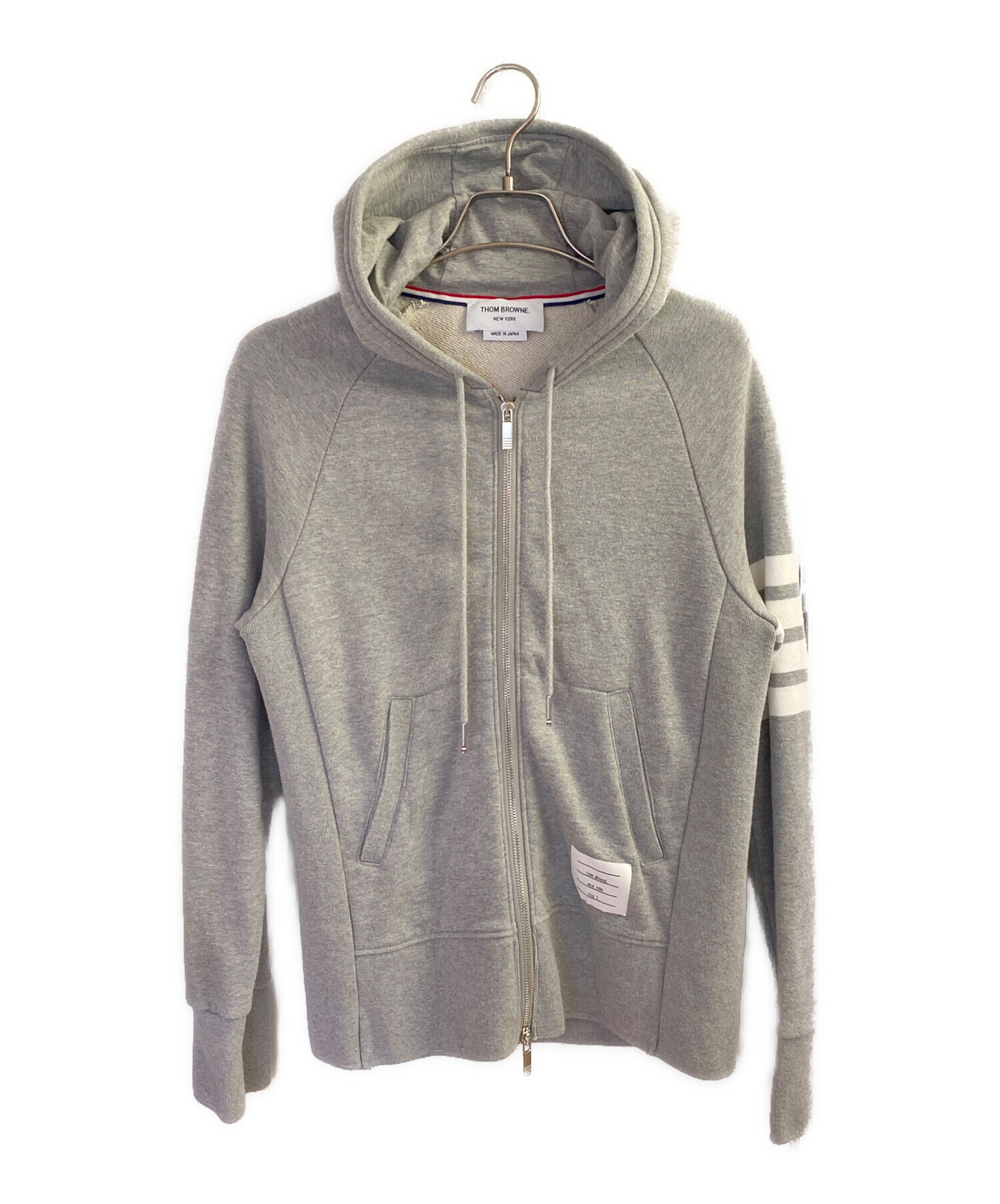 THOM BROWNEトムブラウングレー4BARループバックジャージ Classic Loopback 4-Bar Zip Up Hoodie | Thom Browne