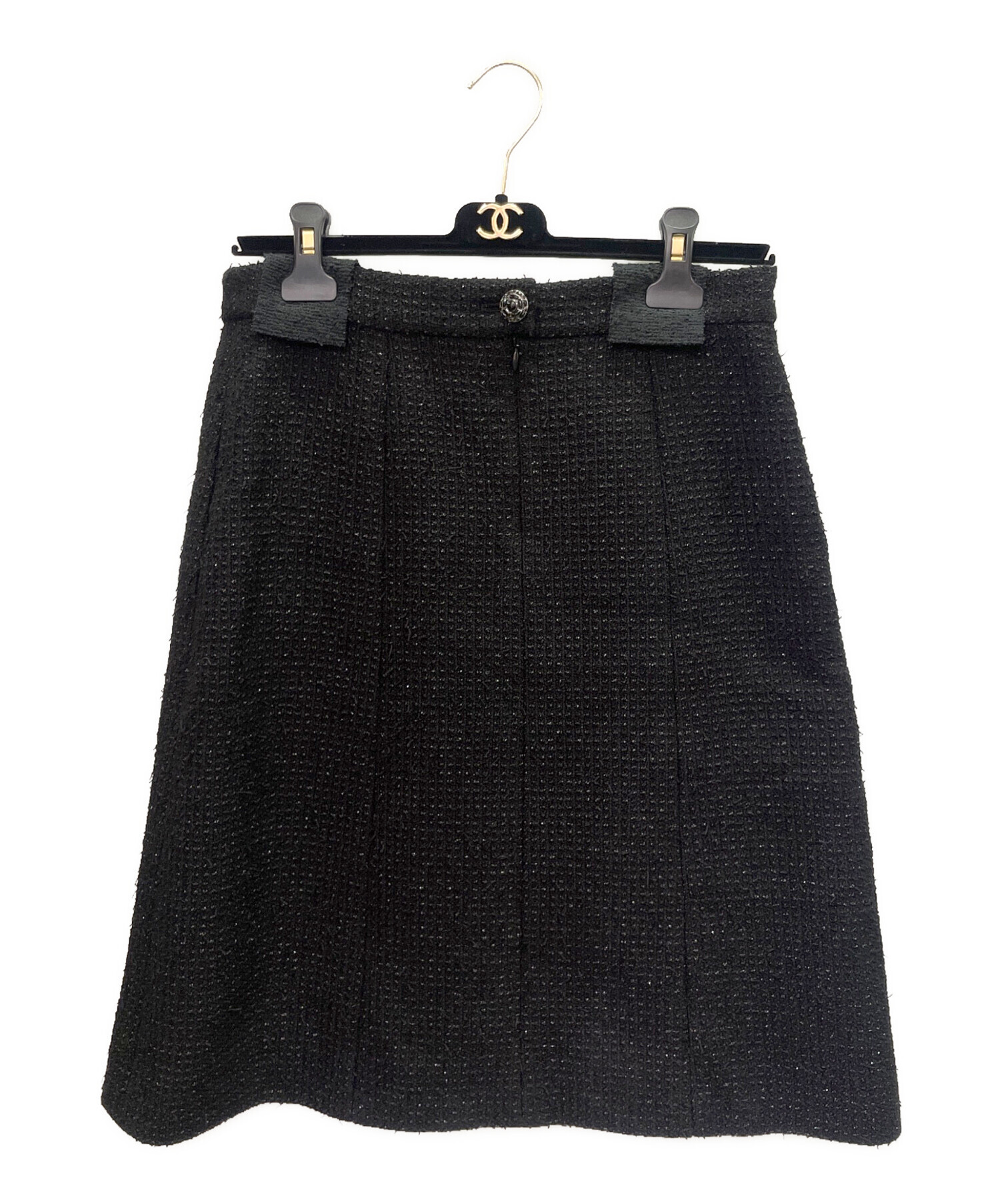 CHANEL シャネル ブティック ツイード スカート 38 フランス製 中古・古着通販】CHANEL (シャネル) ツイードスカート ブラック サイズ