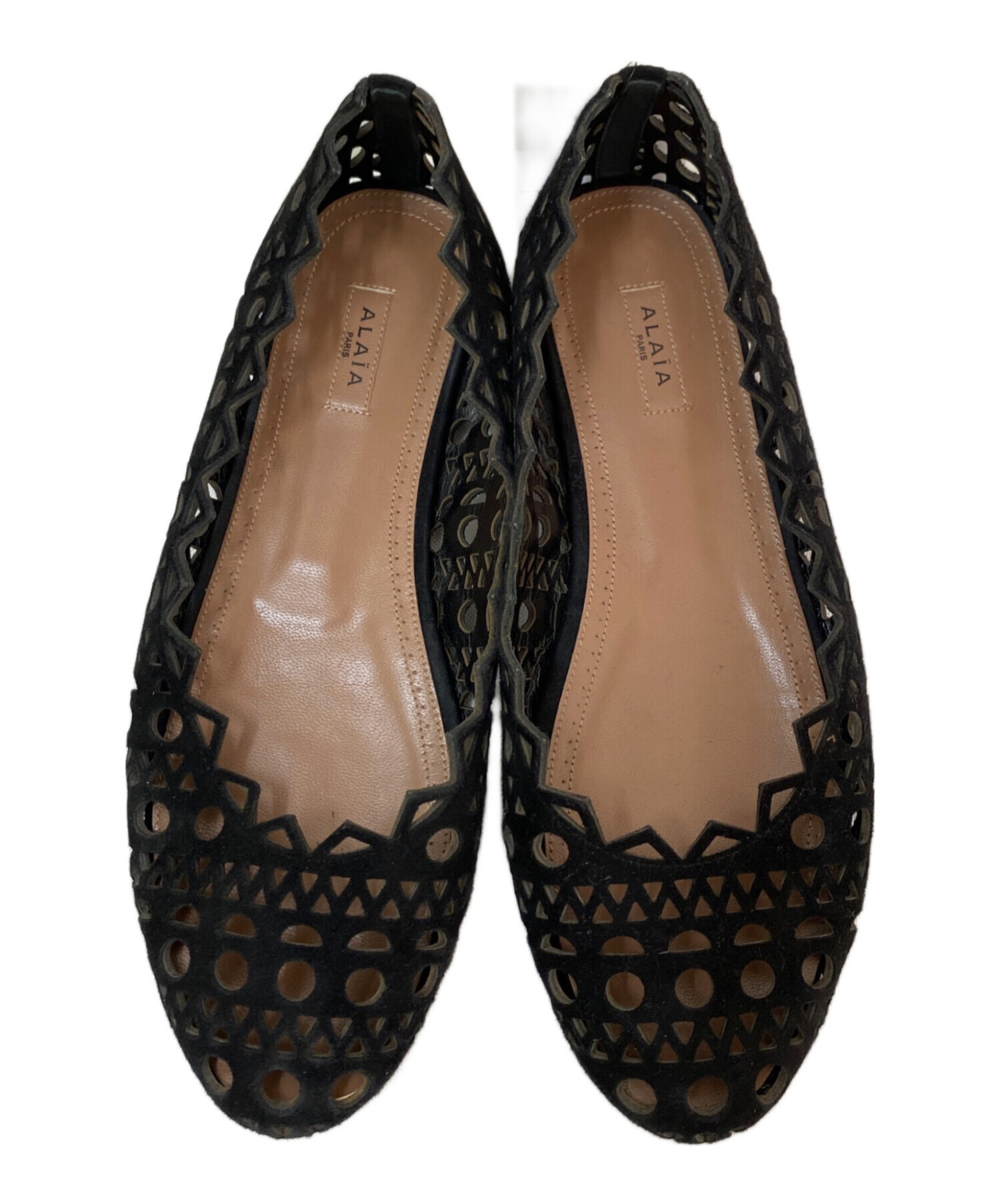 中古・古着通販】ALAIA (アライア) フラットレザーパンプス ブラック