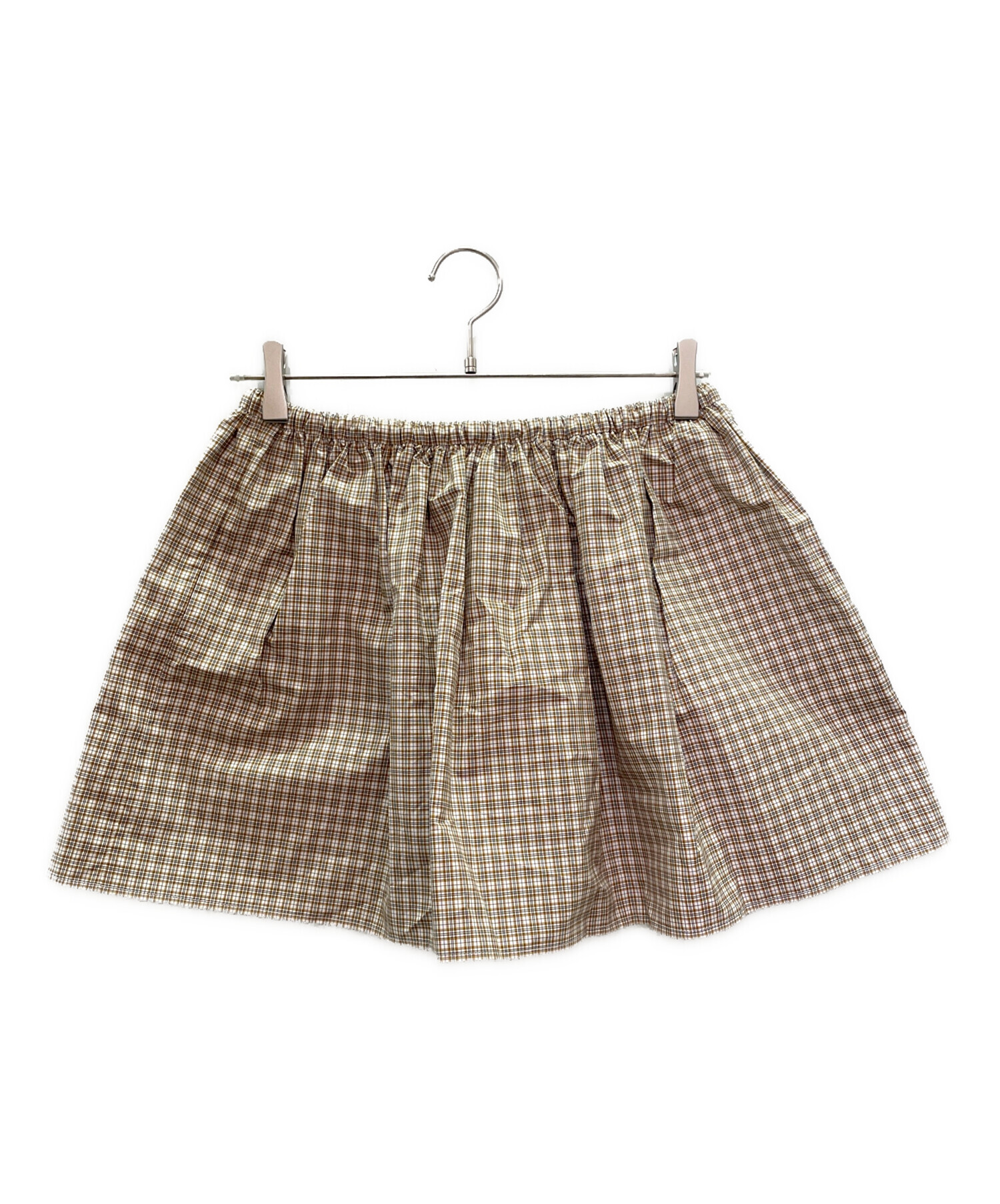 中古・古着通販】MIU MIU (ミュウミュウ) チェックスカート ベージュ