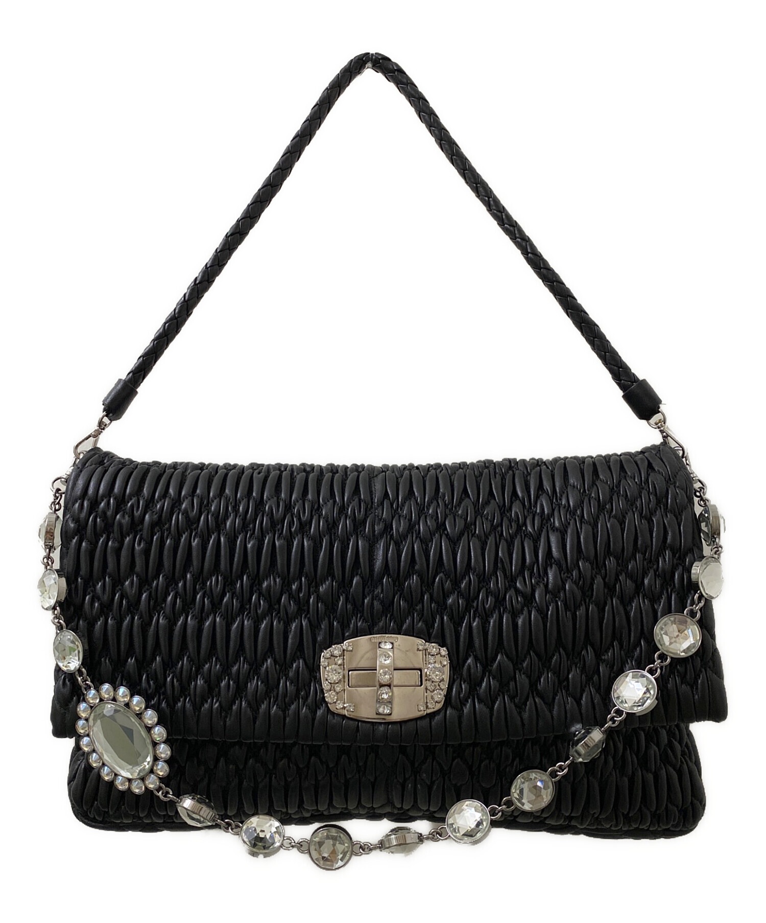 中古・古着通販】MIU MIU (ミュウミュウ) ナッパクリスタルショルダー 
