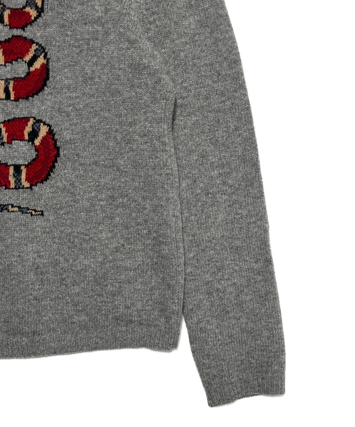 極美✨GUCCI グッチ　グレー　カシミア　クルーネック　セーター　ユニセックス 中古・古着通販】GUCCI (グッチ) Kingsnake Wool Knit Sweater ライト
