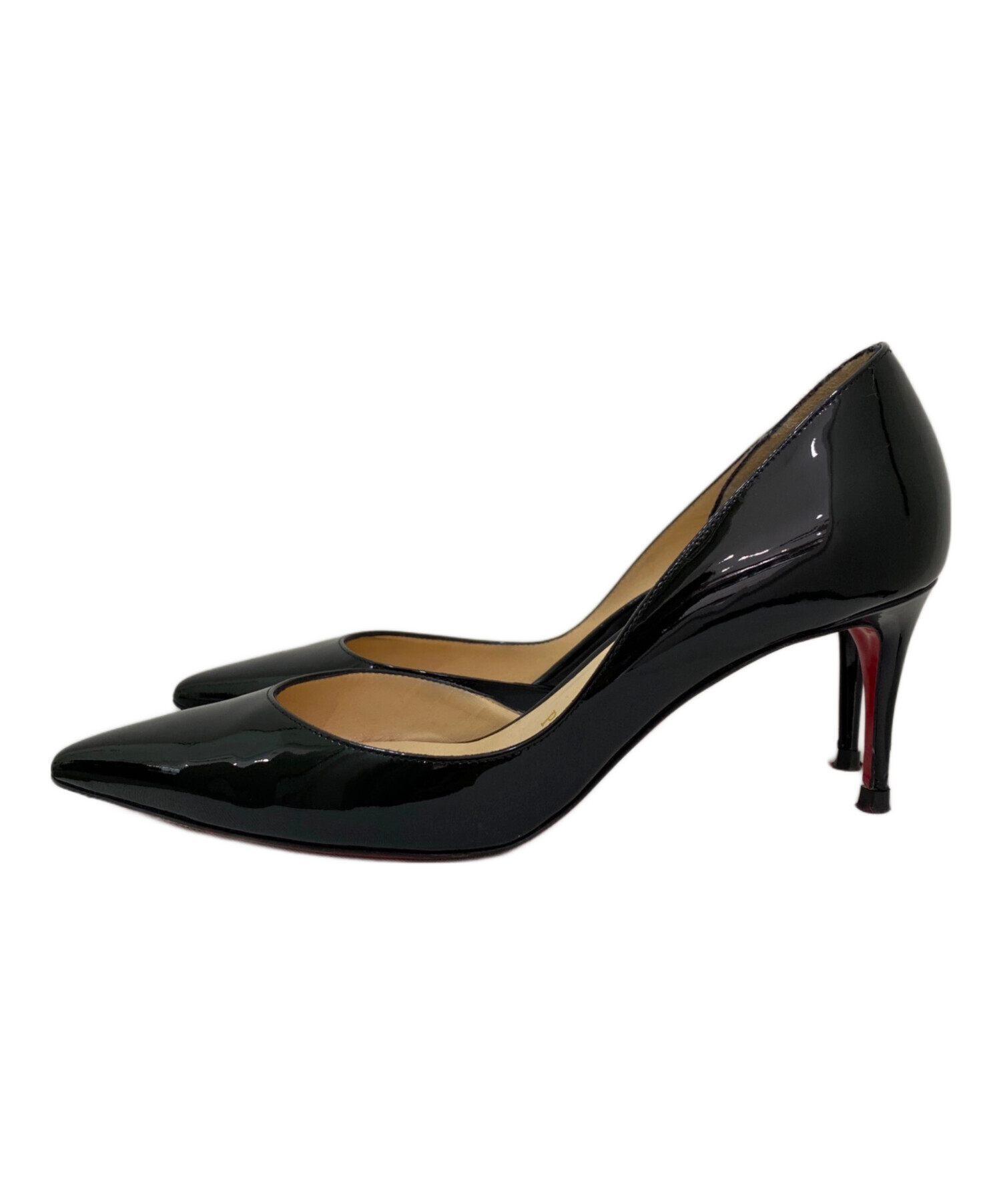 美品 クリスチャンルブタン パテント パンプス ブラック アウトソール張り替え済 中古・古着通販】Christian Louboutin (クリスチャン・ルブタン