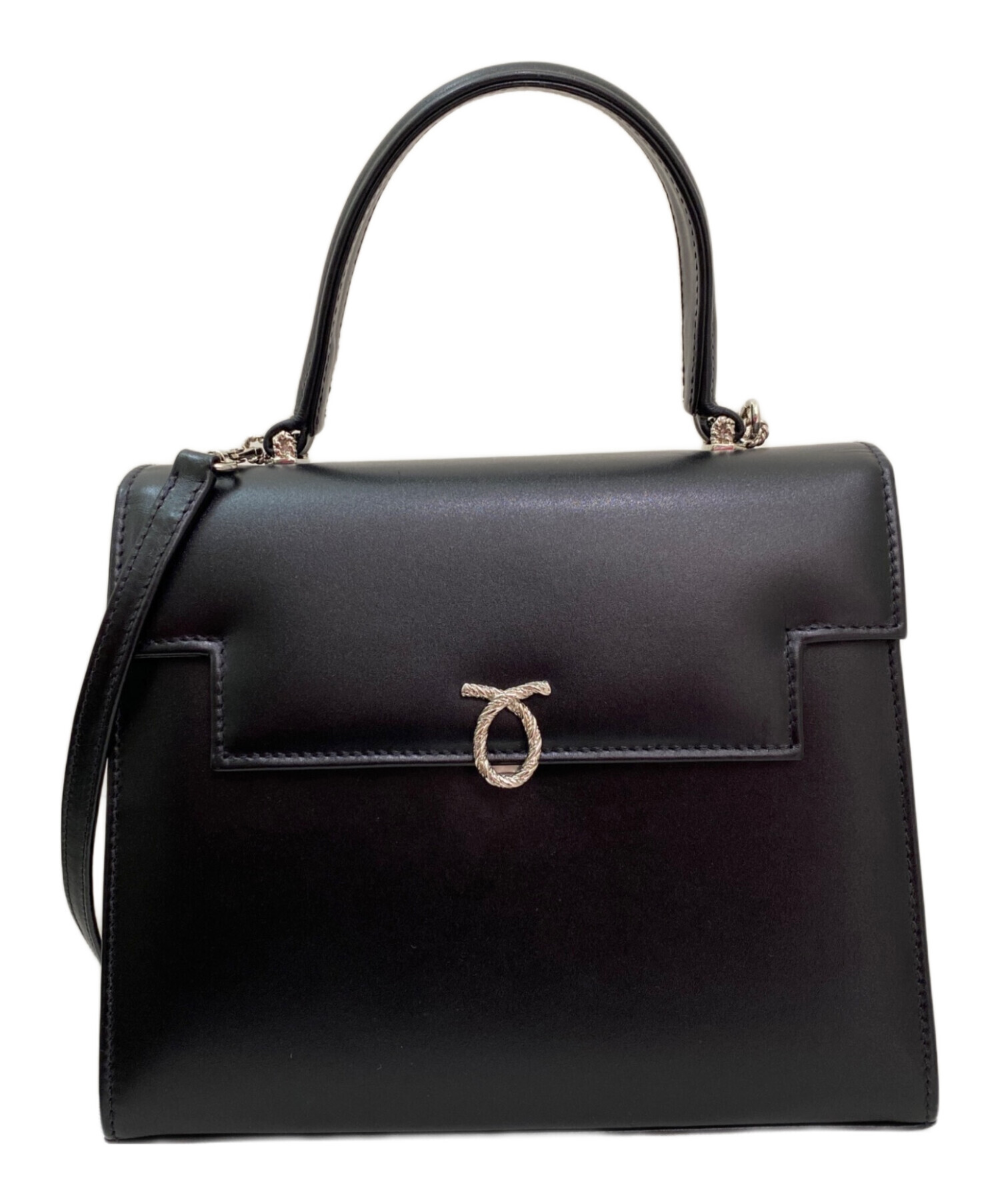 ☆美品☆ LAUNER ロウナー 2way レザー ショルダーバッグ 黒 ゴールド 