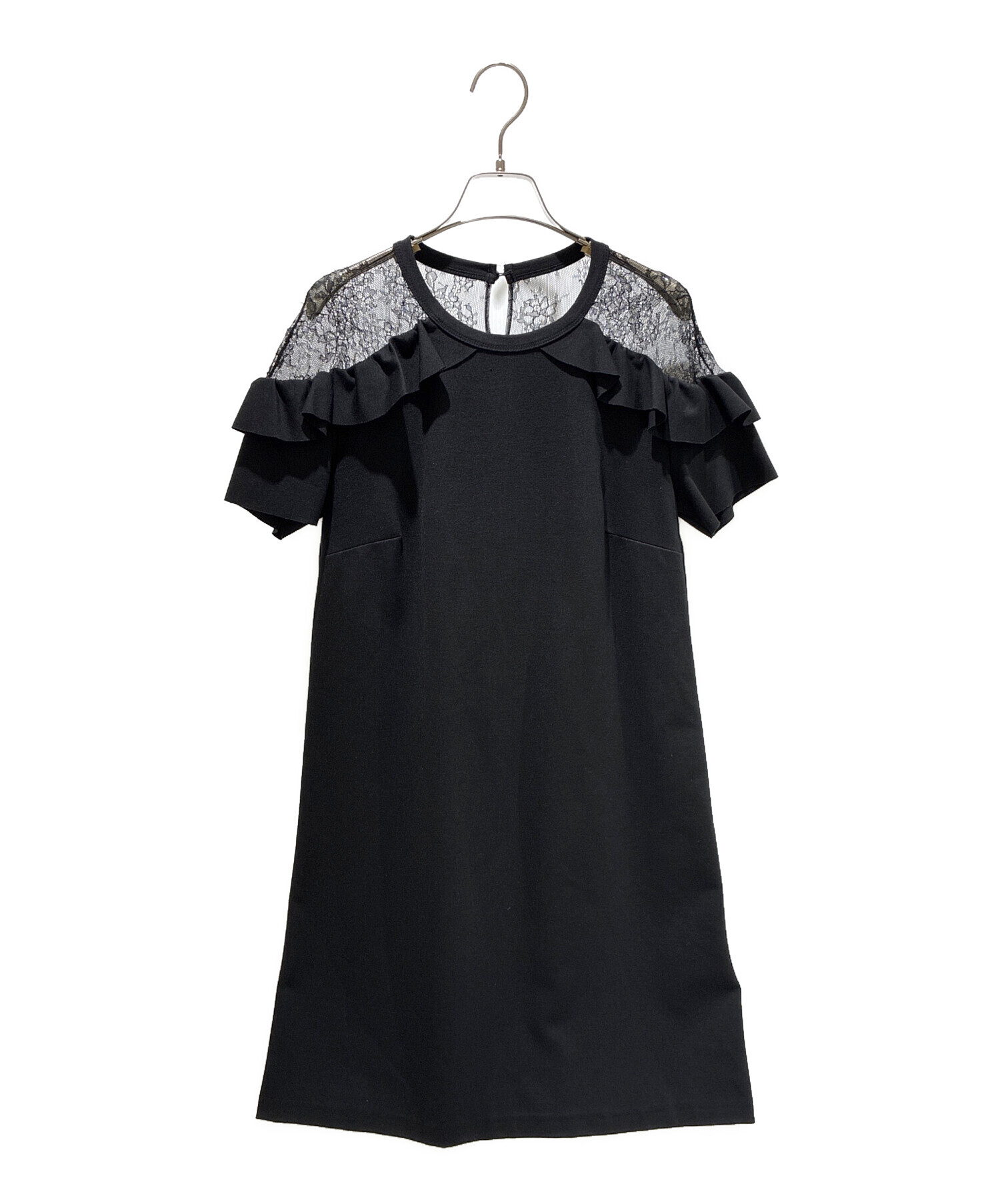 新品　RED VALENTINO カットワークレース ワンピース ブラック 半袖 中古・古着通販】RED VALENTINO (レッドヴァレンティノ) 袖レース切替