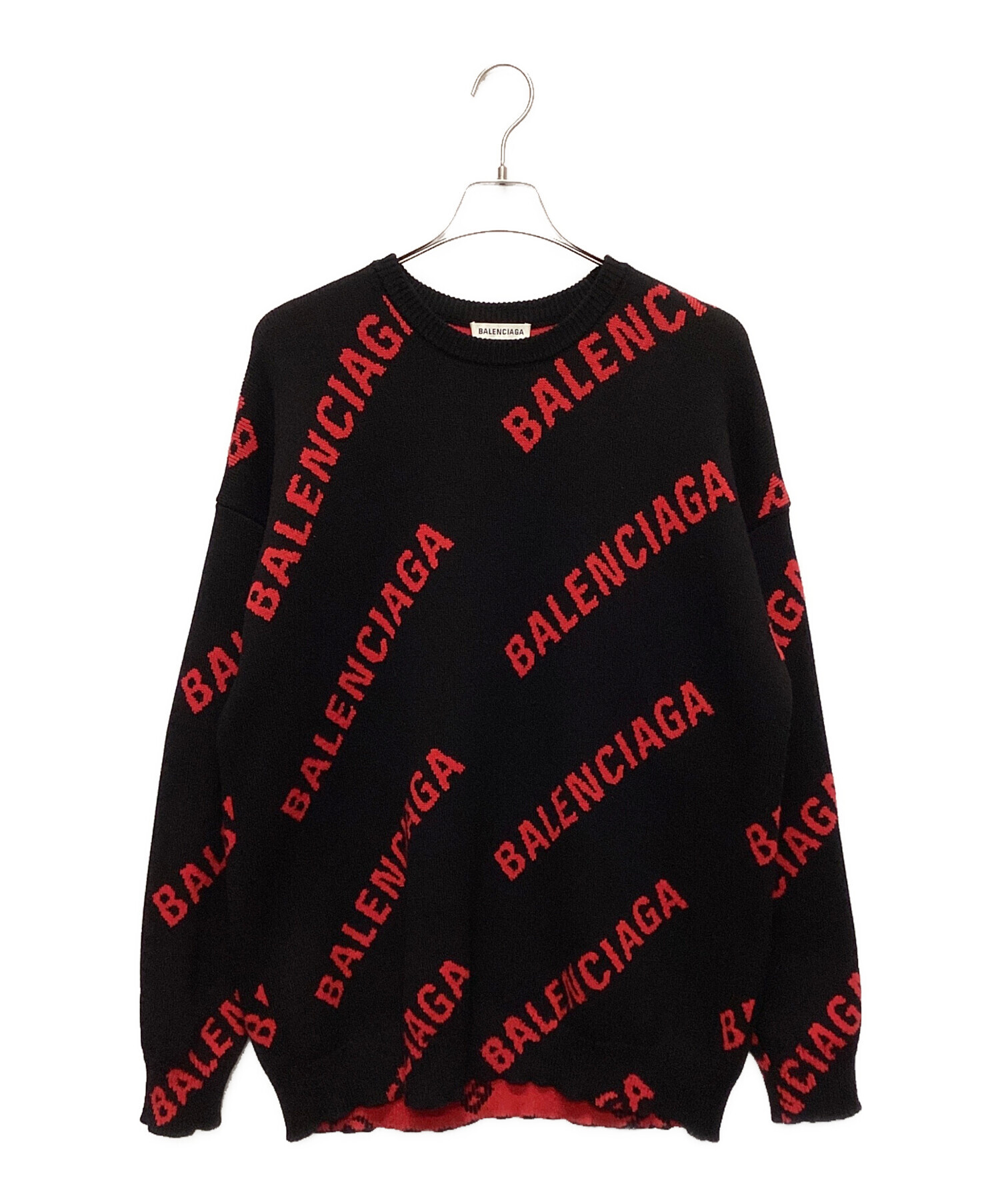 BALENCIAGA ロゴクルーネックセーター 中古・古着通販】BALENCIAGA (バレンシアガ) FW20 オールオーバーロゴ